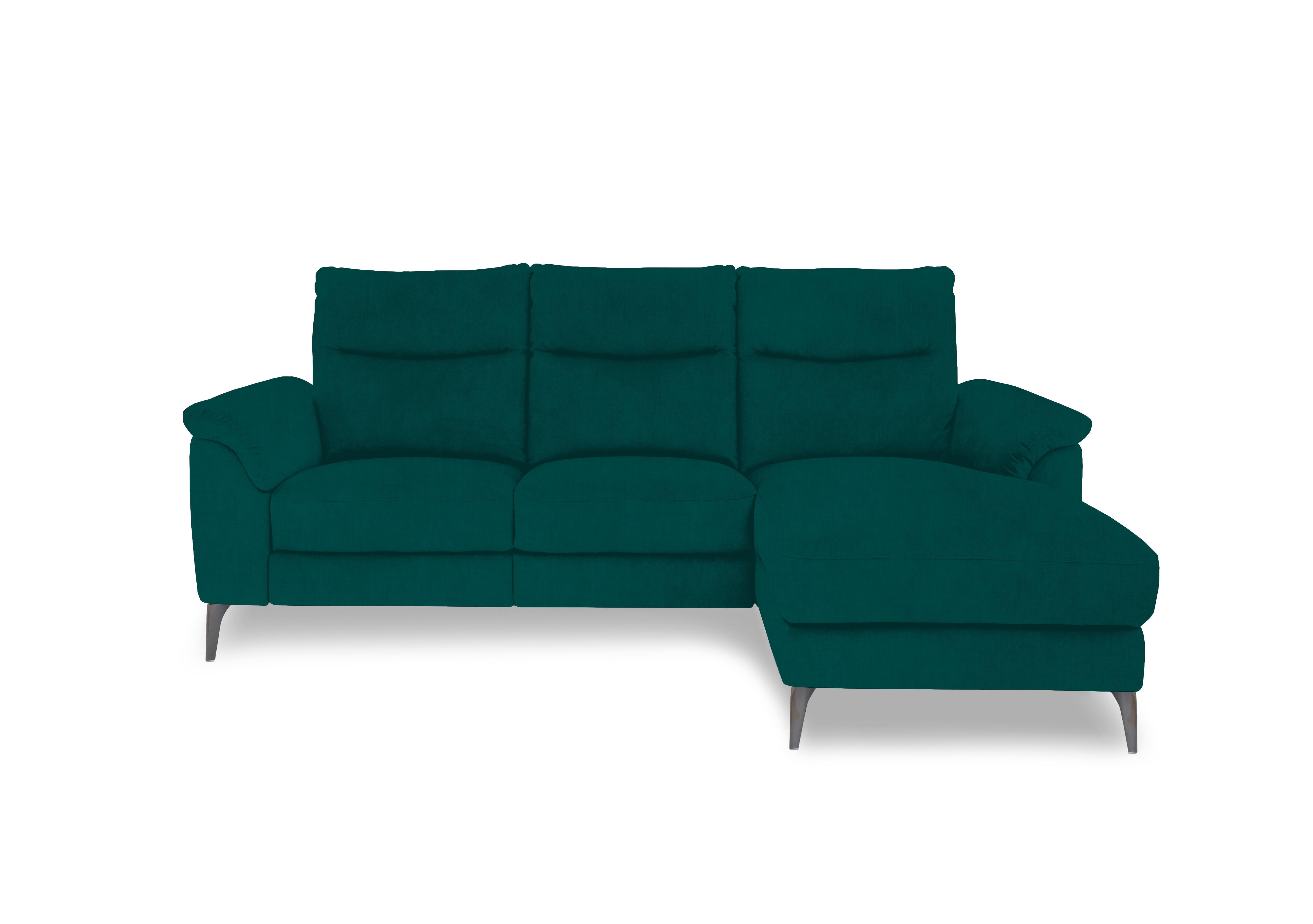 Morgan Fabric 3 Seater Sofa with Chaise End in Opulence Teal 51003 on Furniture Village