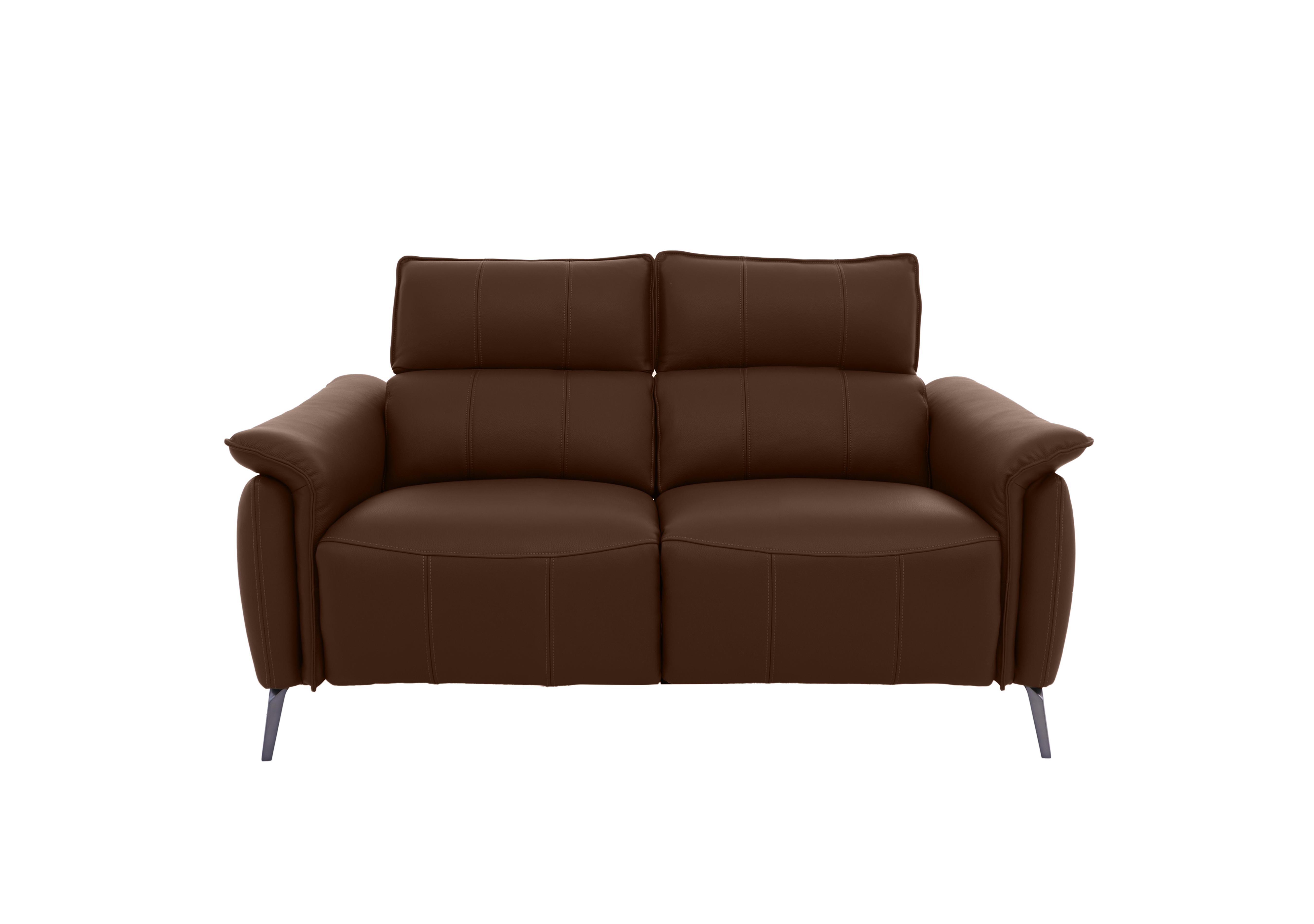 Jude Leather 2 Seater Power Recliner Sofa with Power Headrests, Power Lumbar and Heated Seats in Montana Chocolate Cat-60/08 on Furniture Village