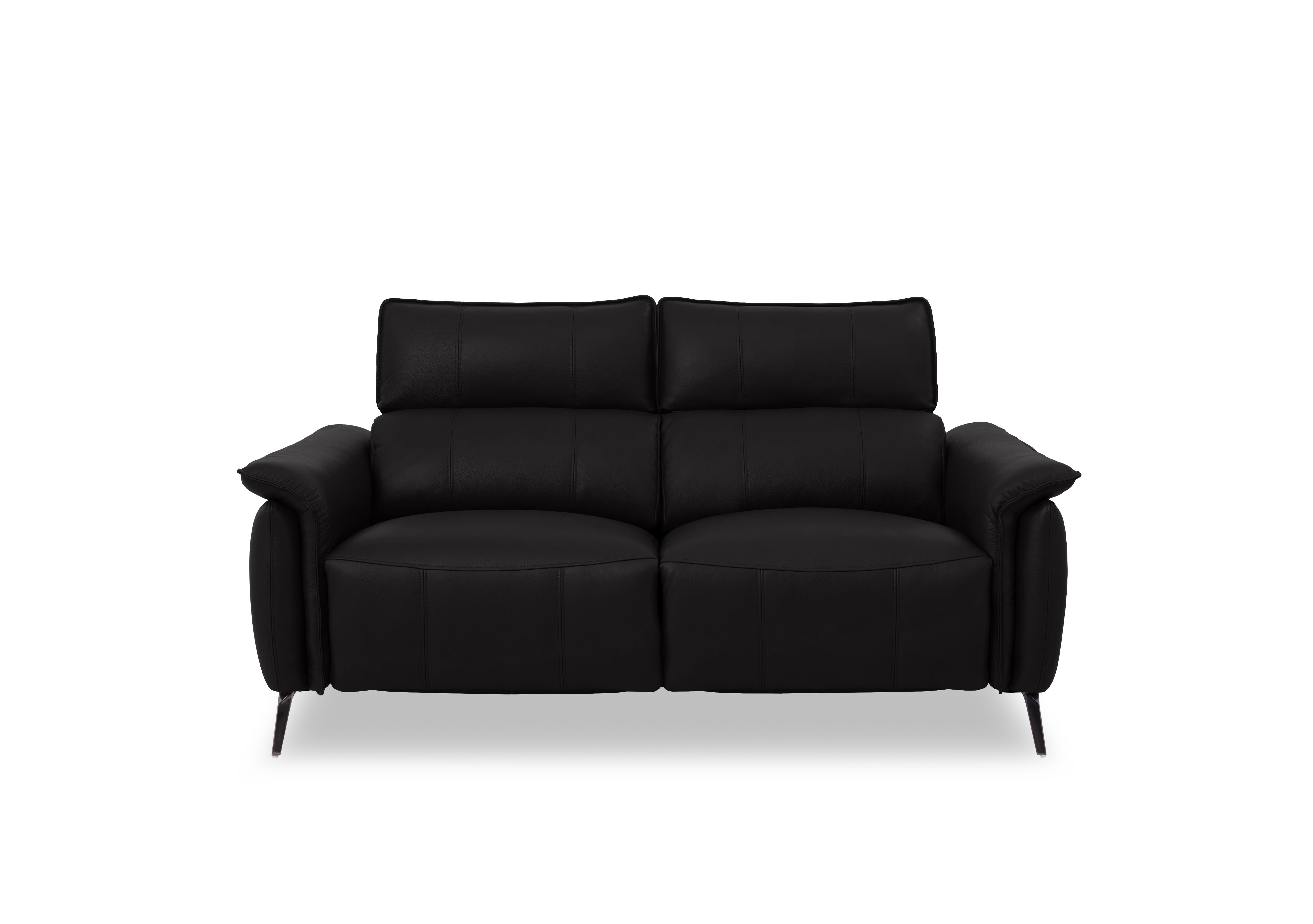 Jude Leather 2 Seater Power Recliner Sofa with Power Headrests, Power Lumbar and Heated Seats in Montana Jet Black Cat-60/22 on Furniture Village