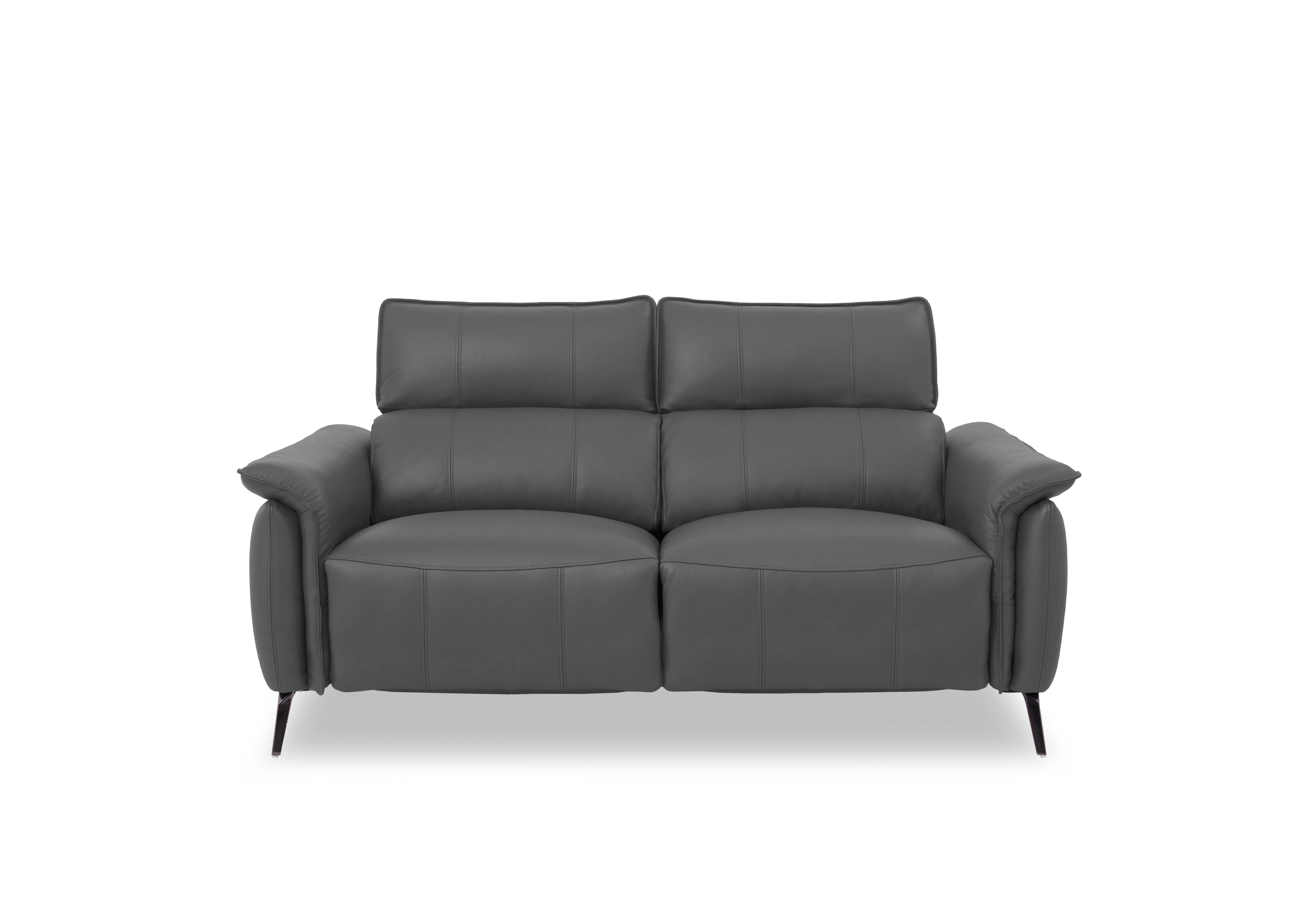 Jude Leather 2 Seater Power Recliner Sofa with Power Headrests and Power Lumbar in Montana Granite Cat-60/33 on Furniture Village