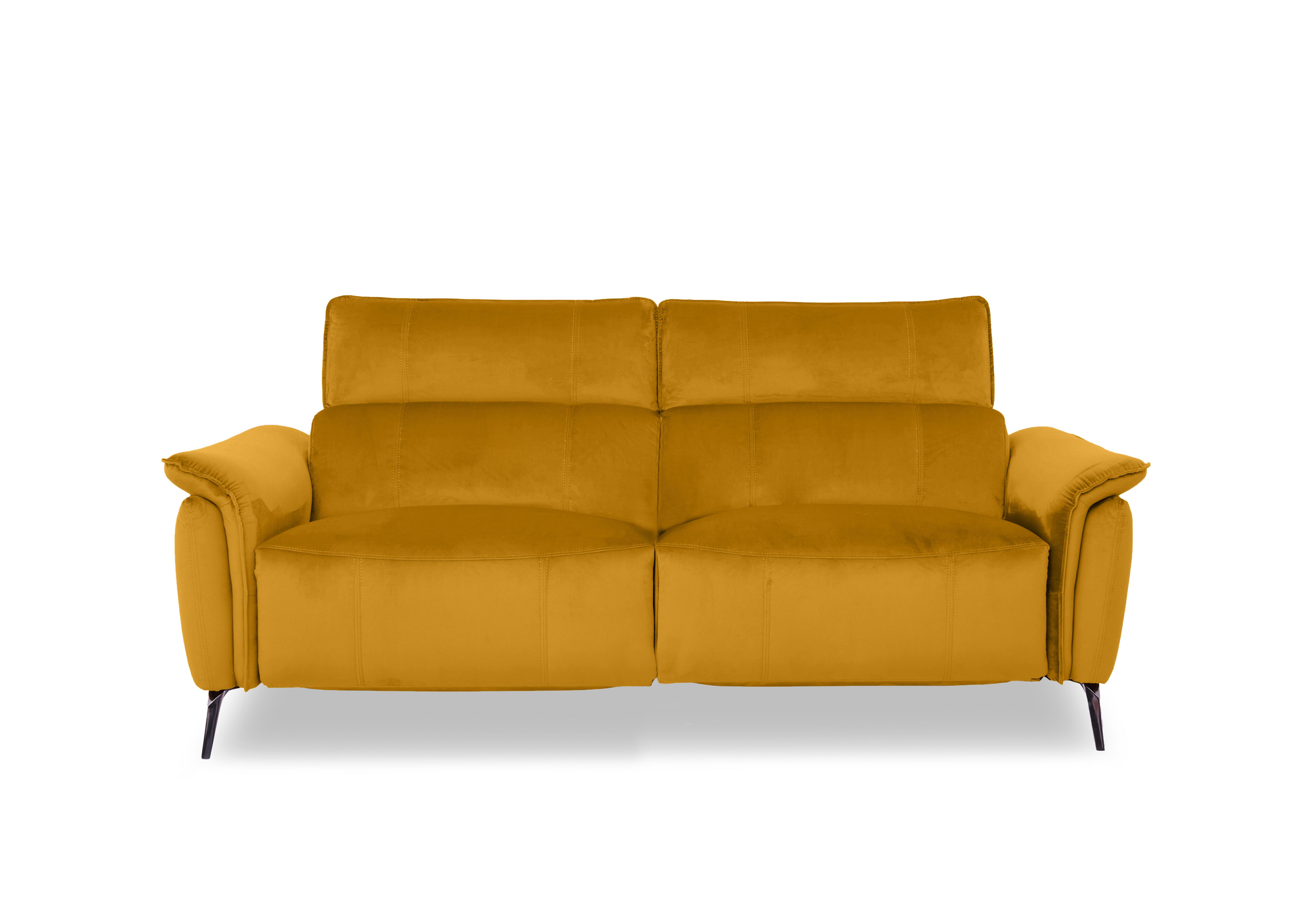 Jude Fabric 3 Seater Power Recliner Sofa with Power Headrests, Power Lumbar and Heated Seats in Opulence Saffron 51009 on Furniture Village