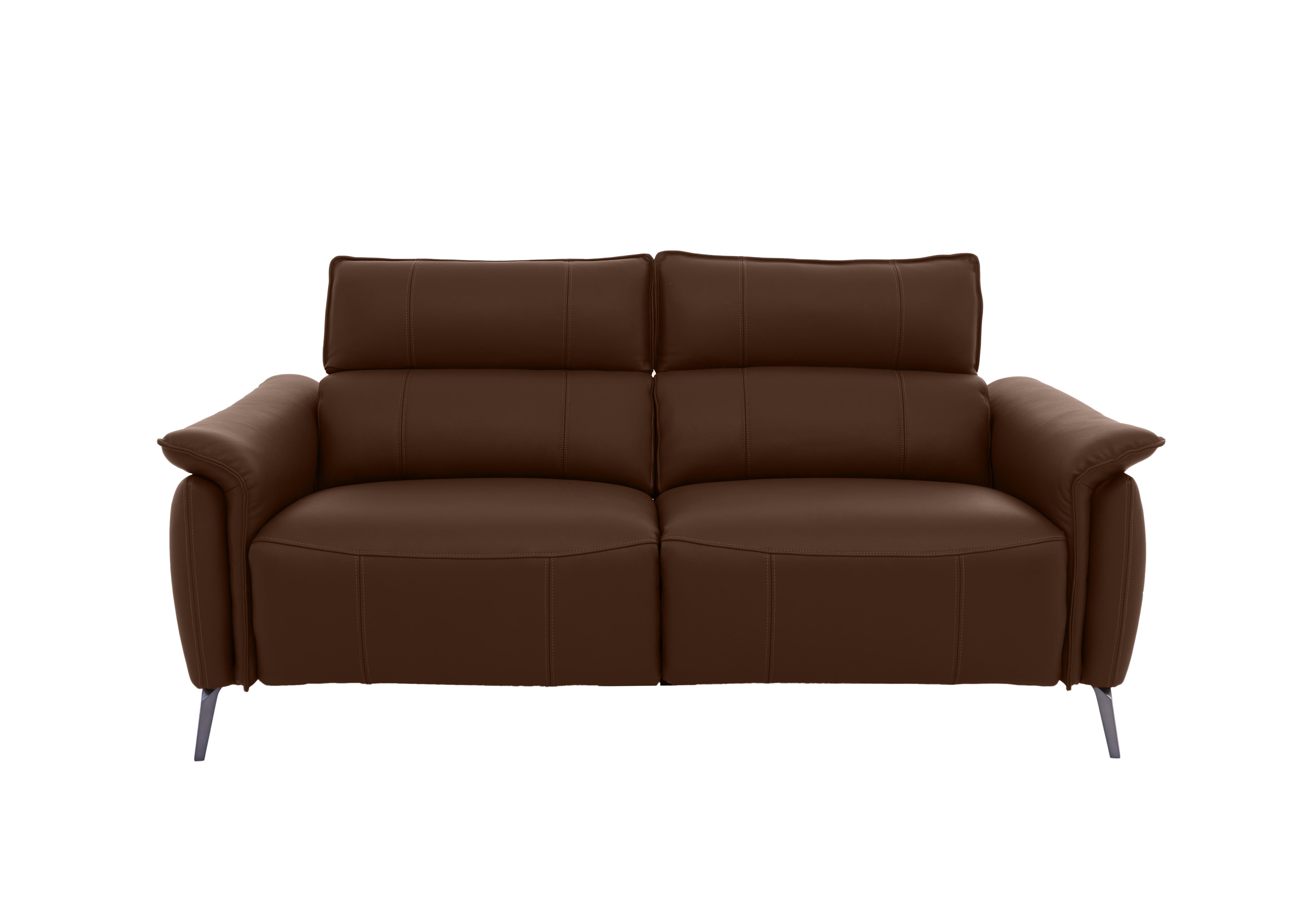 Jude Leather 3 Seater Power Recliner Sofa with Power Headrests, Power Lumbar and Heated Seats in Montana Chocolate Cat-60/08 on Furniture Village