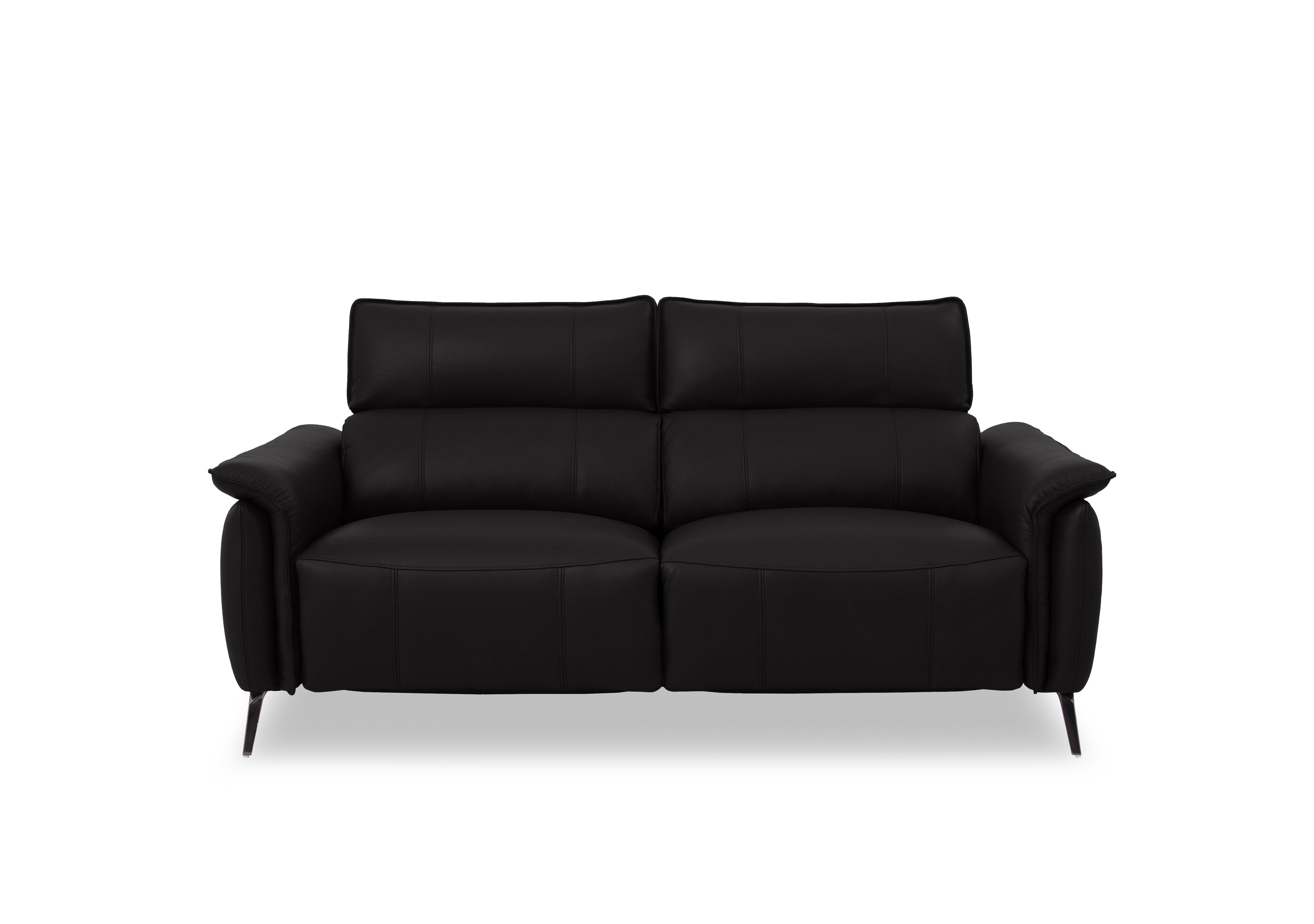 Jude Leather 3 Seater Power Recliner Sofa with Power Headrests, Power Lumbar and Heated Seats in Montana Jet Black Cat-60/22 on Furniture Village