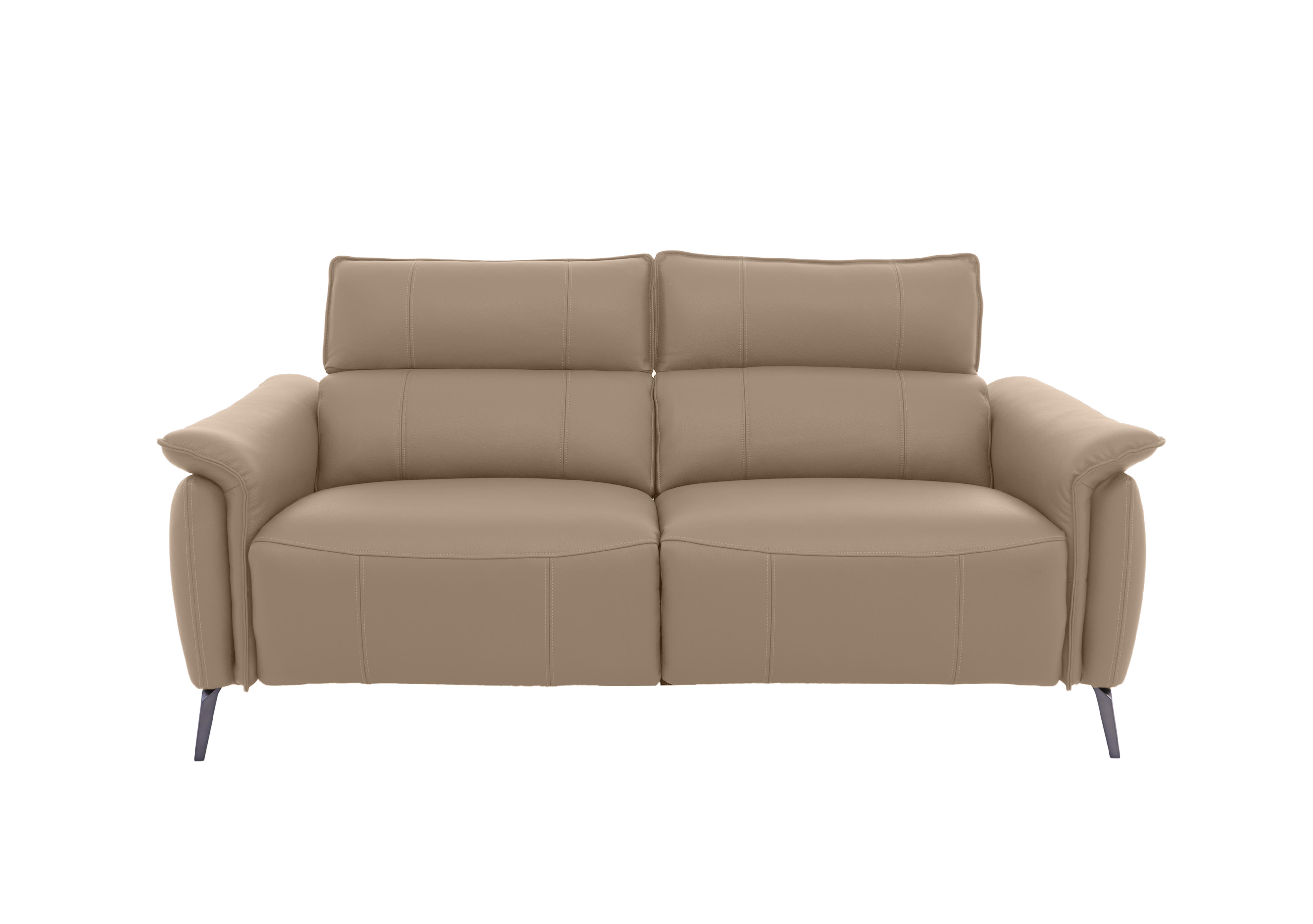 Jude Leather 3 Seater Power Recliner Sofa with Power Headrests and Power Lumbar in Montana Barley Cat-60/06 on Furniture Village