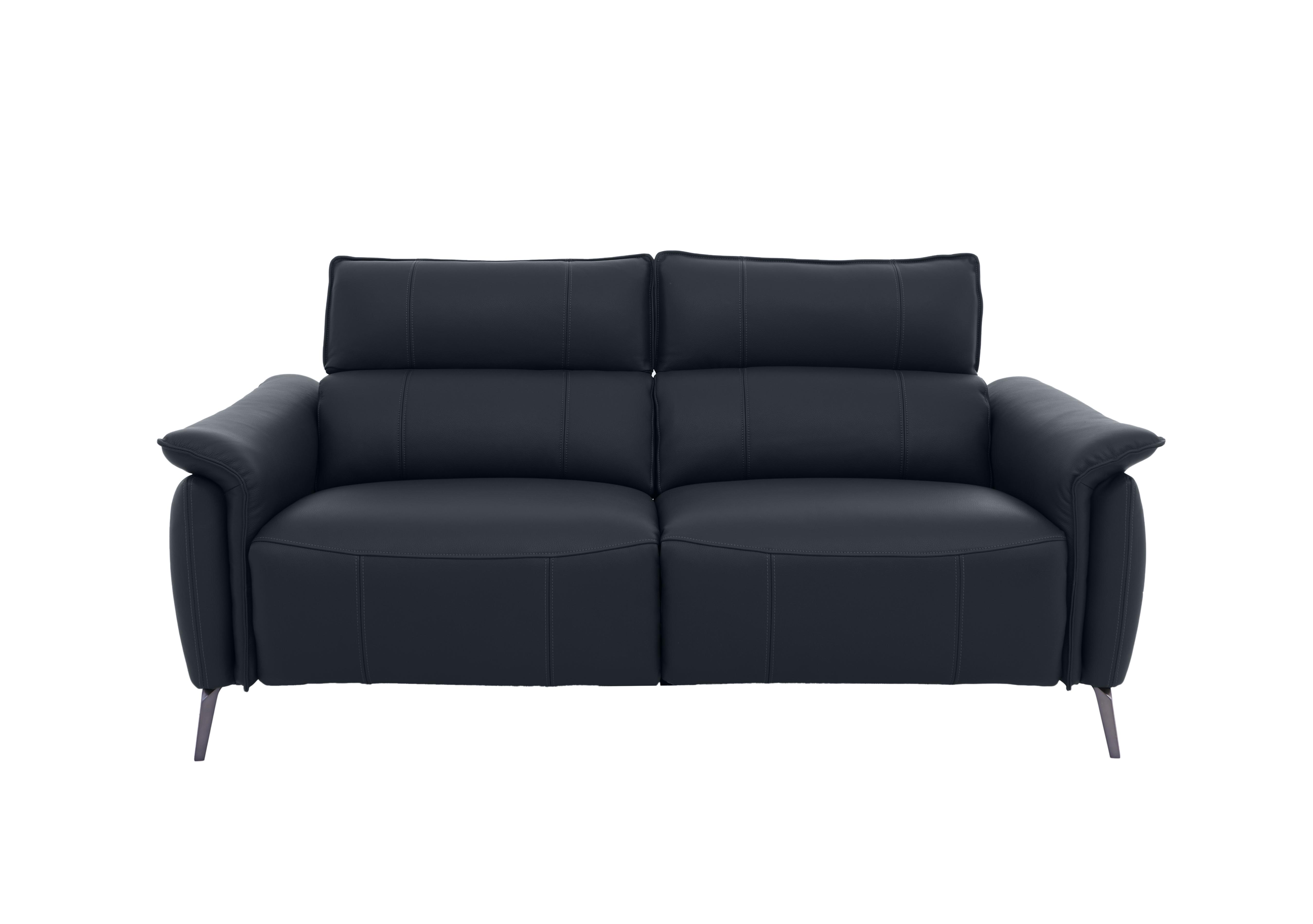 Jude Leather 3 Seater Power Recliner Sofa with Power Headrests and Power Lumbar in Montana Navy Cat-60/24 on Furniture Village