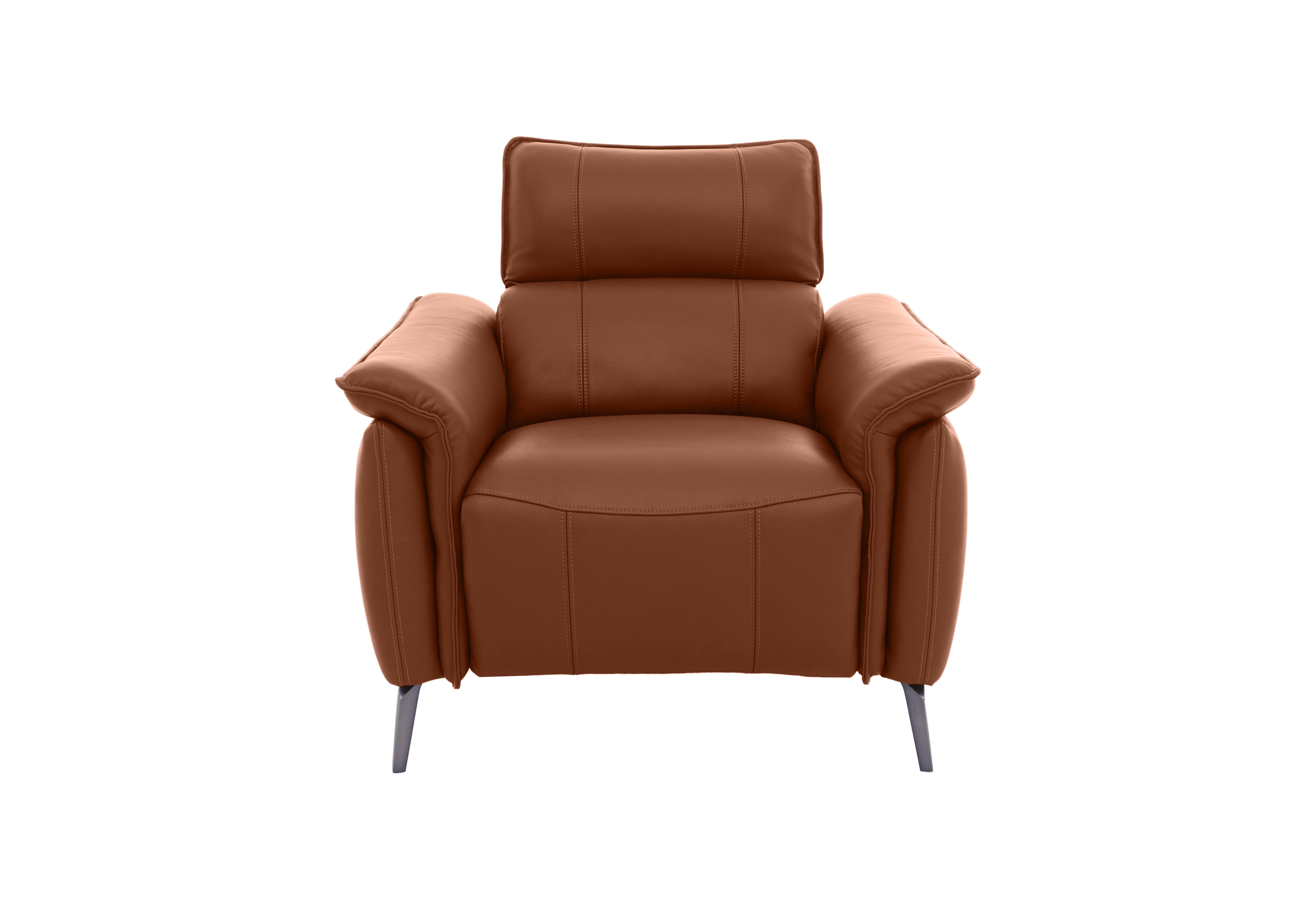 Jude Leather Power Recliner Chair with Power Headrest in Montana Butterscotch Cat-60/07 on Furniture Village
