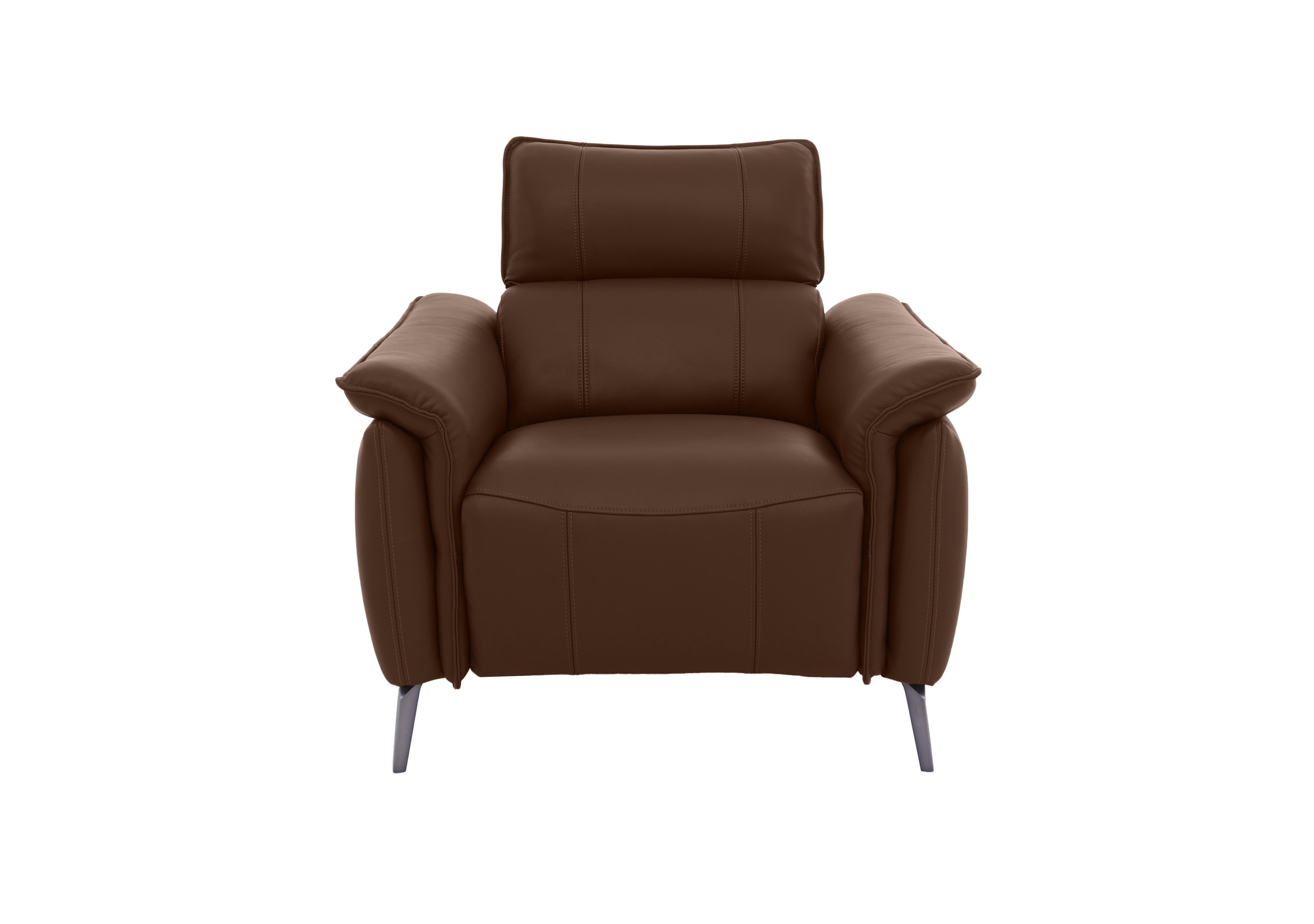 Jude Leather Power Recliner Chair with Power Headrest in Montana Chocolate Cat-60/08 on Furniture Village