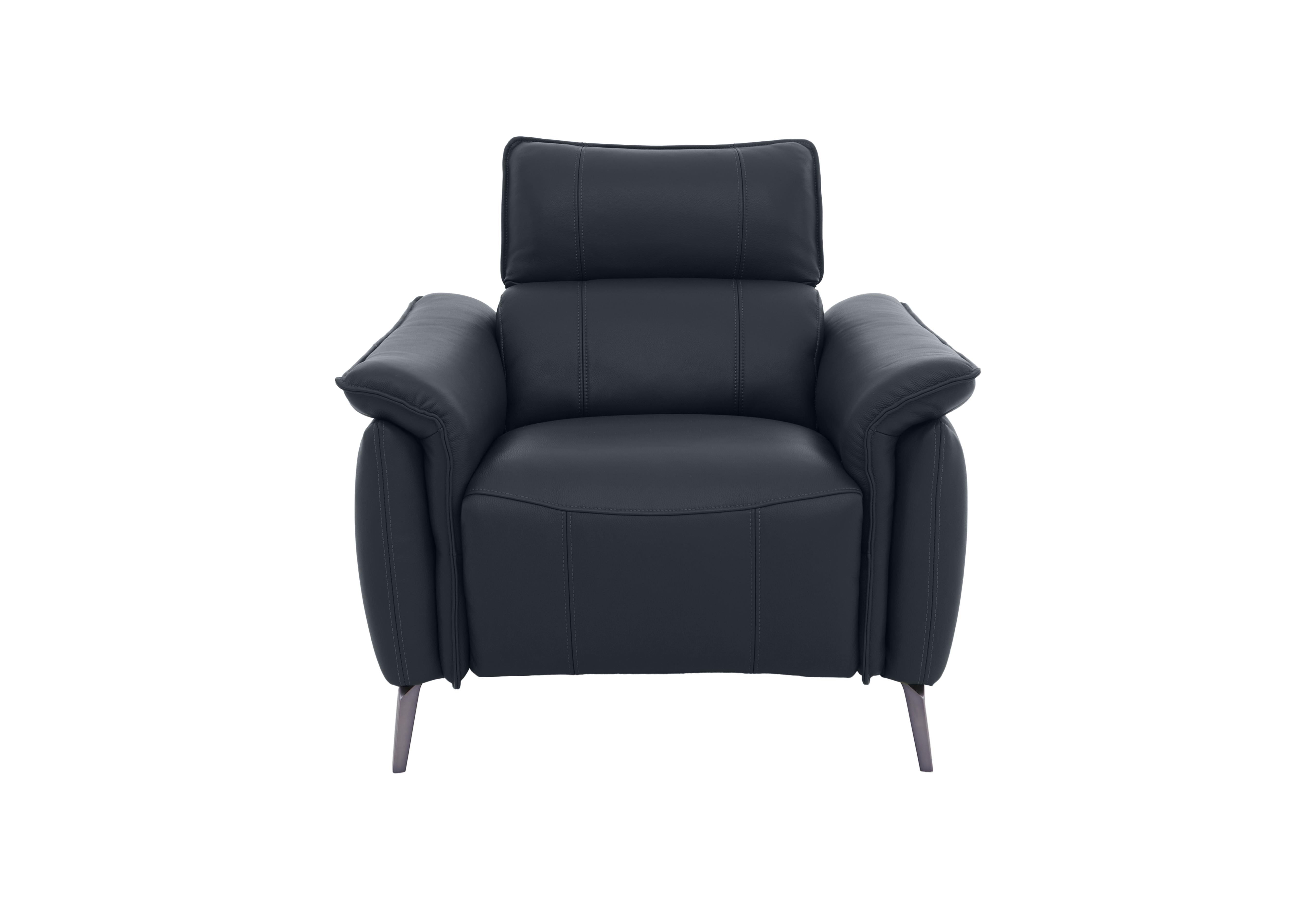Jude Leather Power Recliner Chair with Power Headrest in Montana Navy Cat-60/24 on Furniture Village