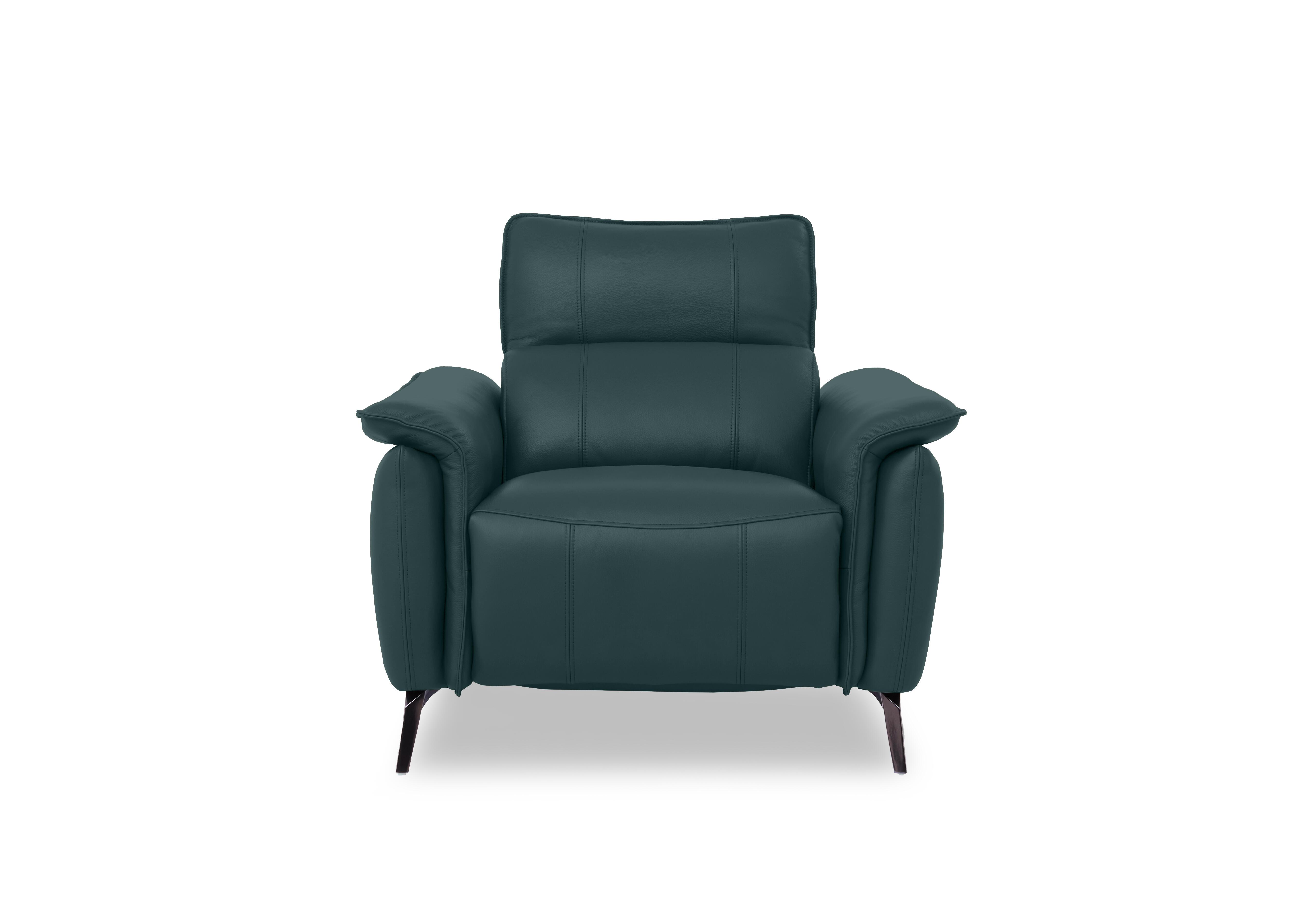 Jude Leather Power Recliner Chair with Power Headrest in Oslo Peacock Cat-40/09 on Furniture Village