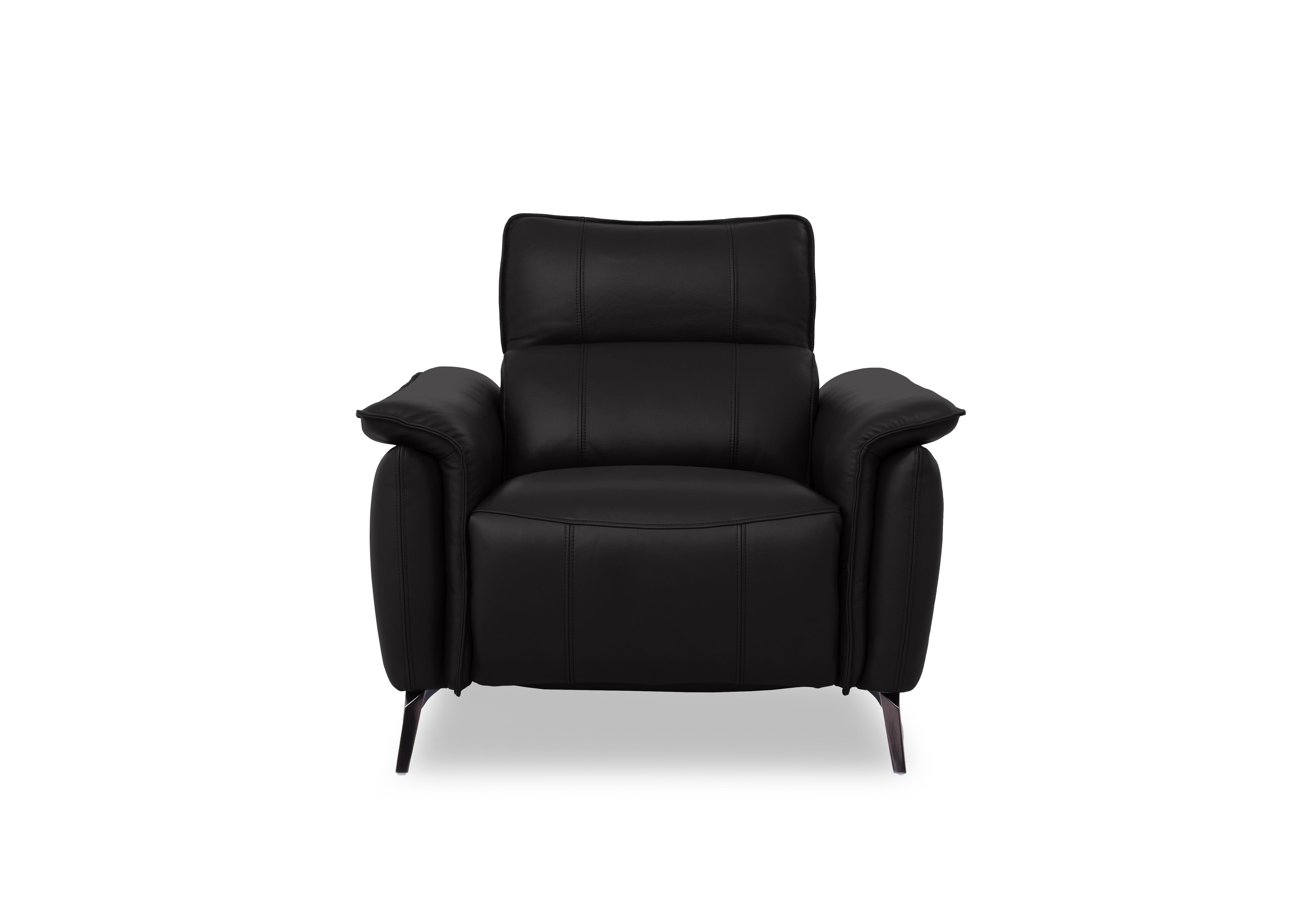 Jude Leather Power Recliner Chair with Power Headrest and Power Lumbar in Montana Jet Black Cat-60/22 on Furniture Village