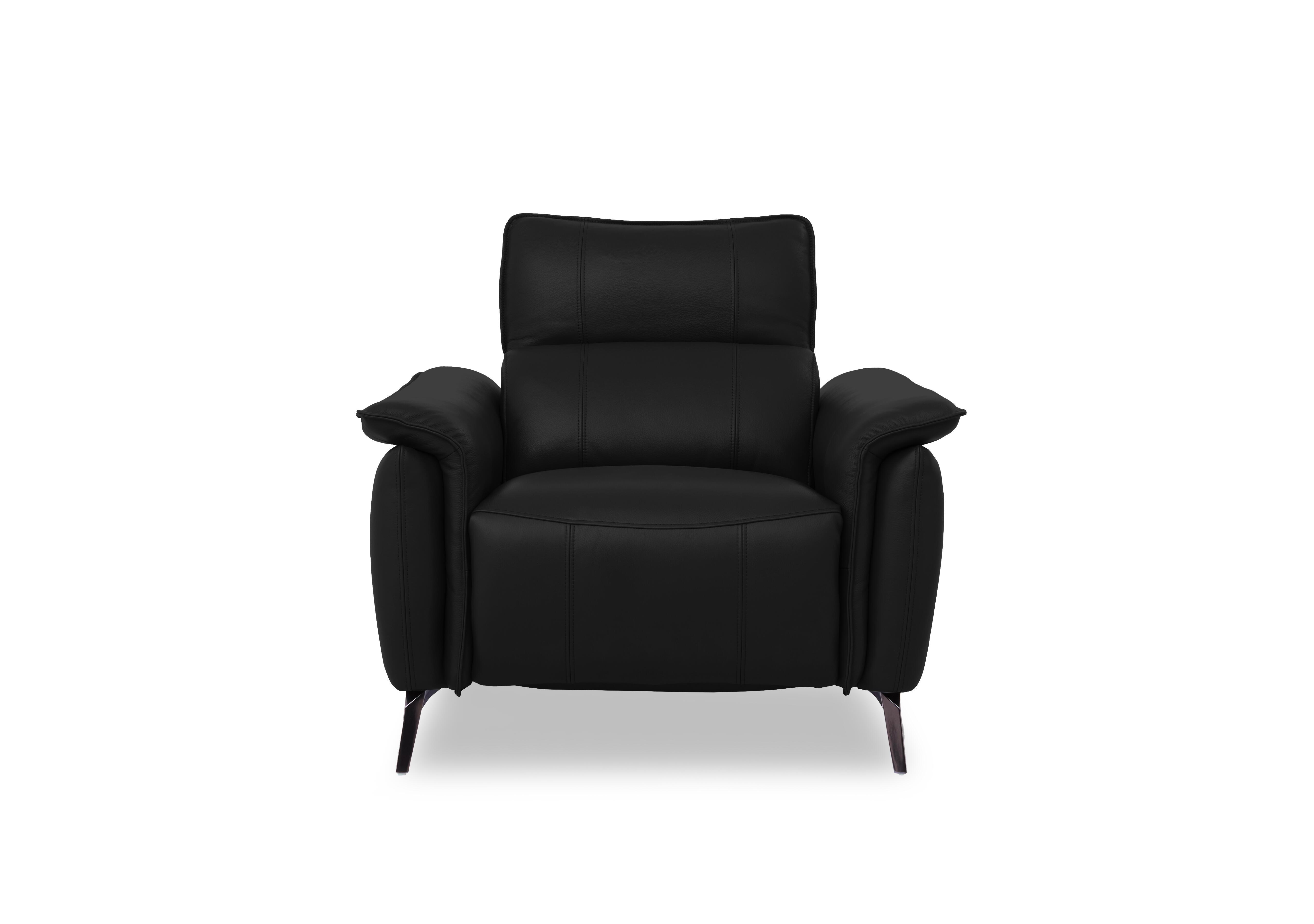 Jude Leather Power Recliner Chair with Power Headrest and Power Lumbar in Oslo Jet Black Cat-40/23 on Furniture Village