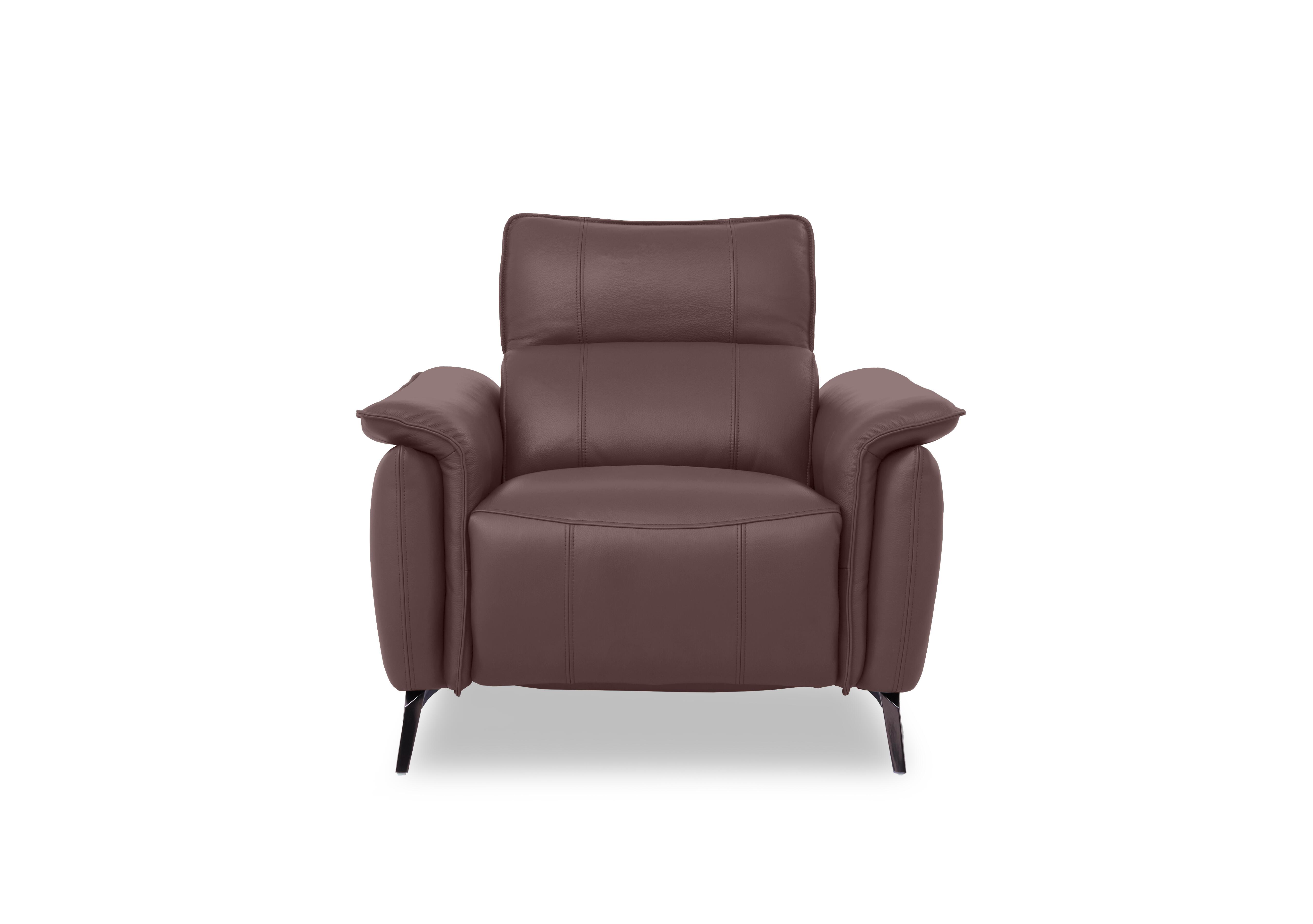Jude Leather Power Recliner Chair with Power Headrest and Power Lumbar in Oslo Mulberry Cat-40/30 on Furniture Village