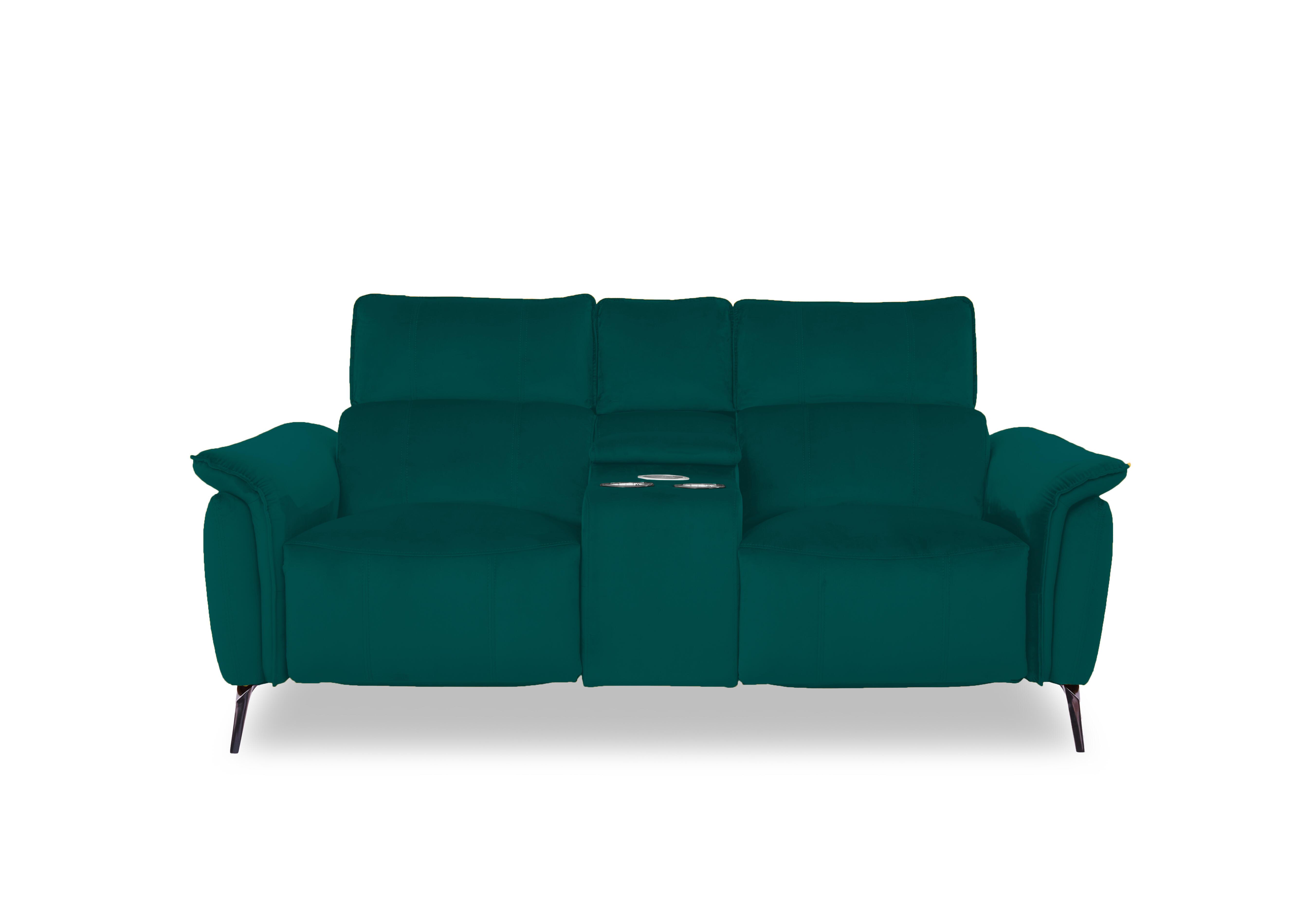 Jude Fabric 2 Seater Power Recliner Sofa with Smart Console, Power Headrests and Power Lumbar in Opulence Teal 51003 on Furniture Village