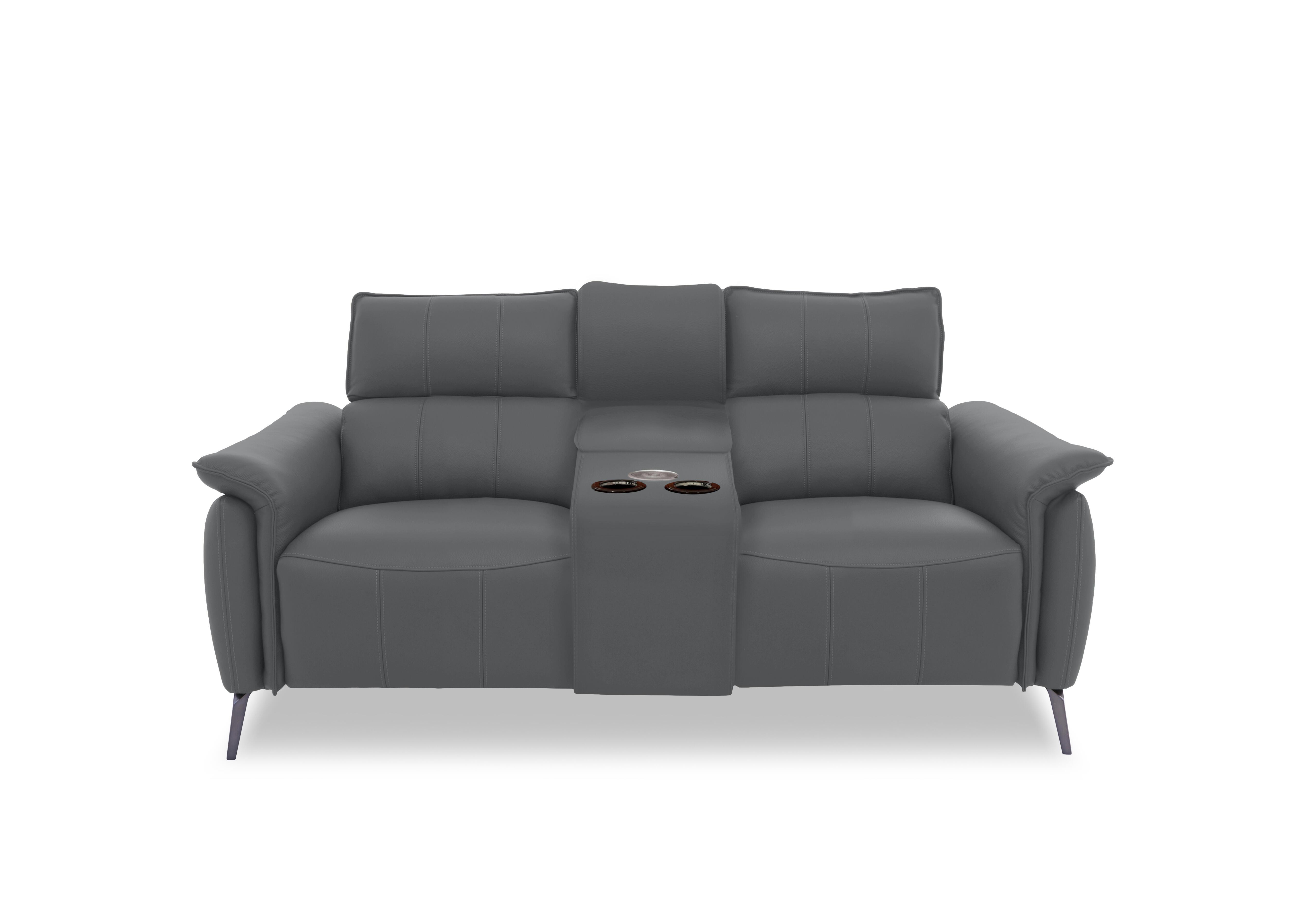 Jude Leather 2 Seater Power Recliner Sofa with Smart Console, Power Headrests, Power Lumbar and Heated Seats in Montana Granite Cat-60/33 on Furniture Village