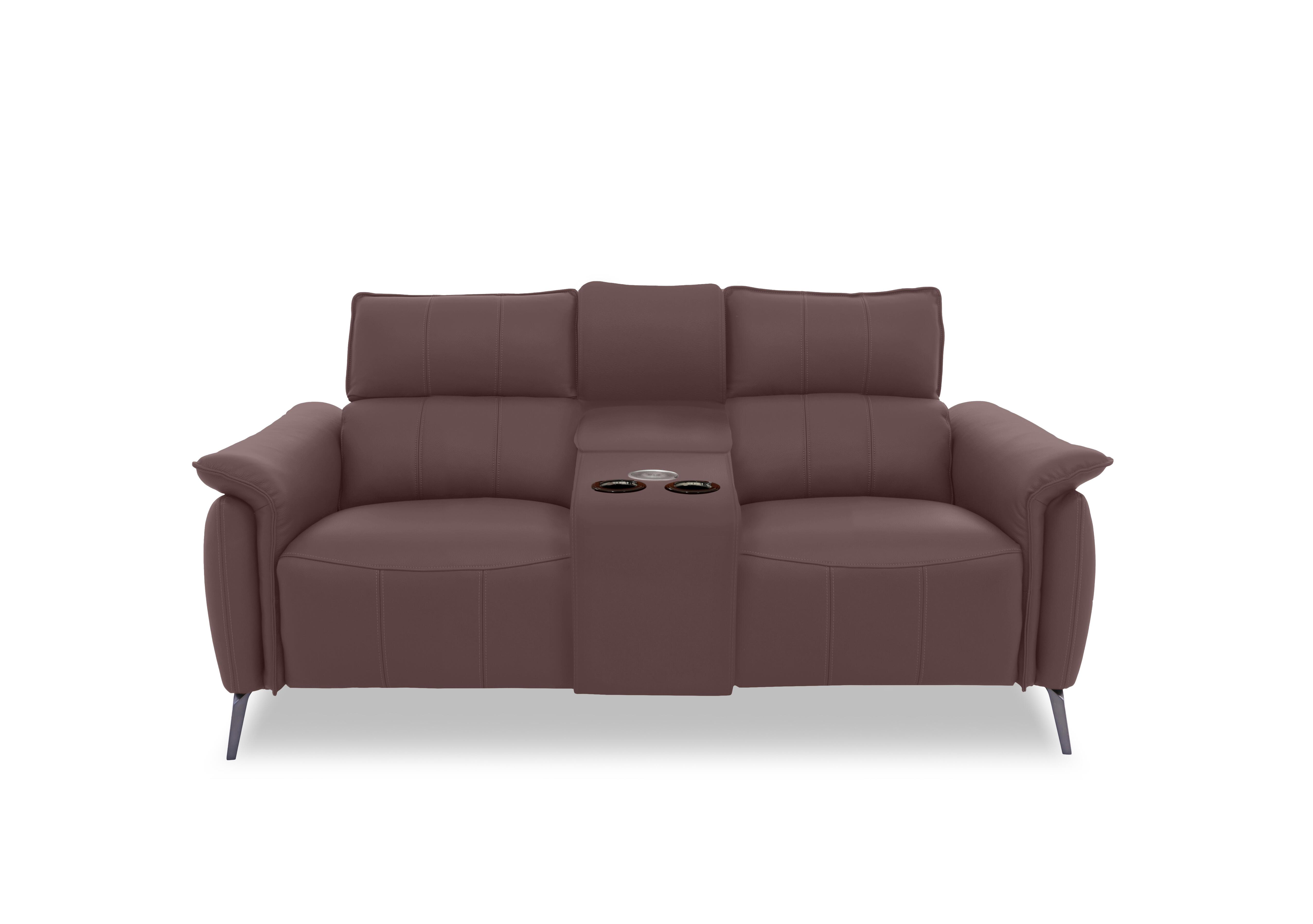 Jude Leather 2 Seater Power Recliner Sofa with Smart Console, Power Headrests, Power Lumbar and Heated Seats in Oslo Mulberry Cat-40/30 on Furniture Village