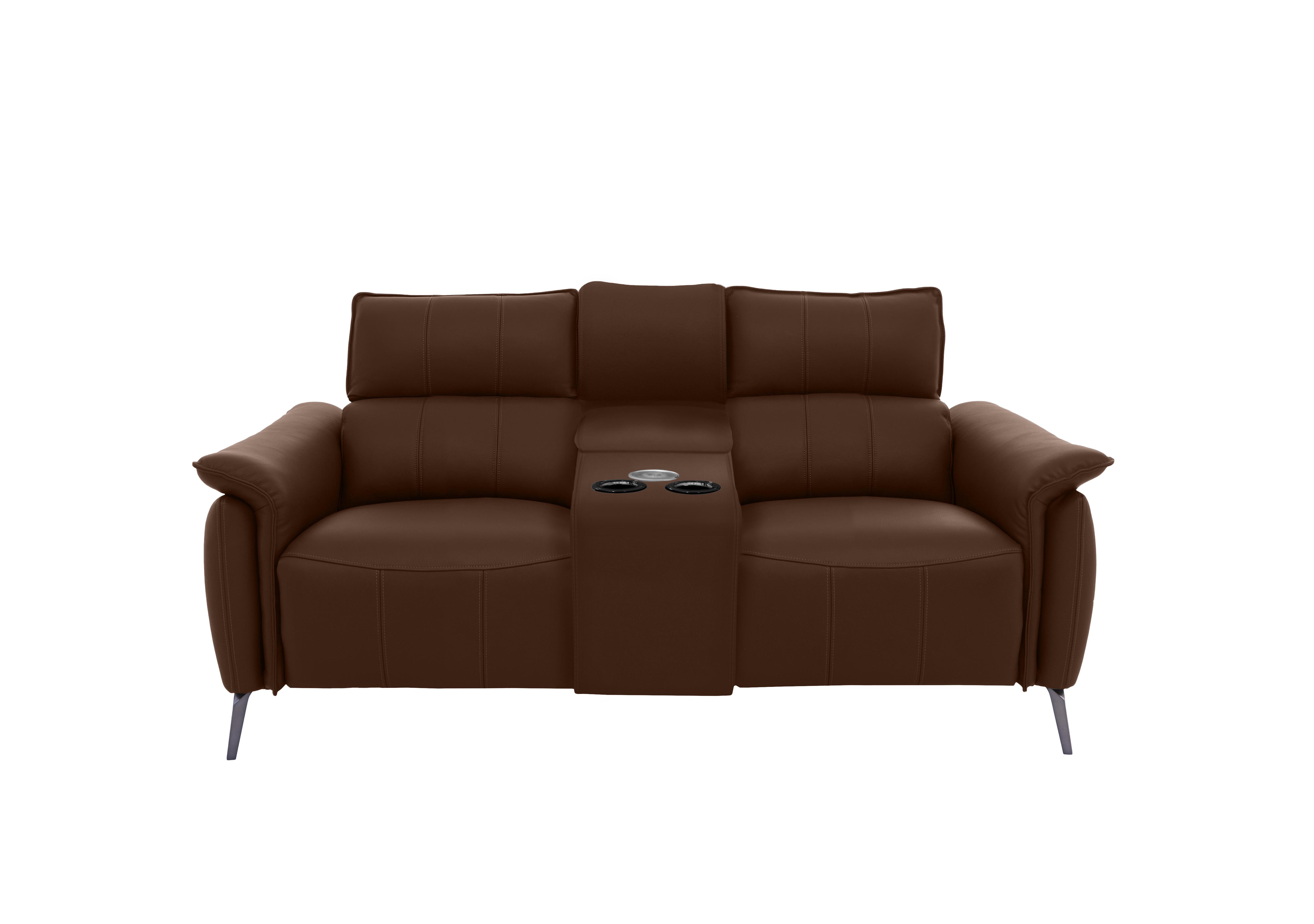Jude Leather 2 Seater Power Recliner Sofa with Smart Console, Power Headrests and Power Lumbar in Montana Chocolate Cat-60/08 on Furniture Village
