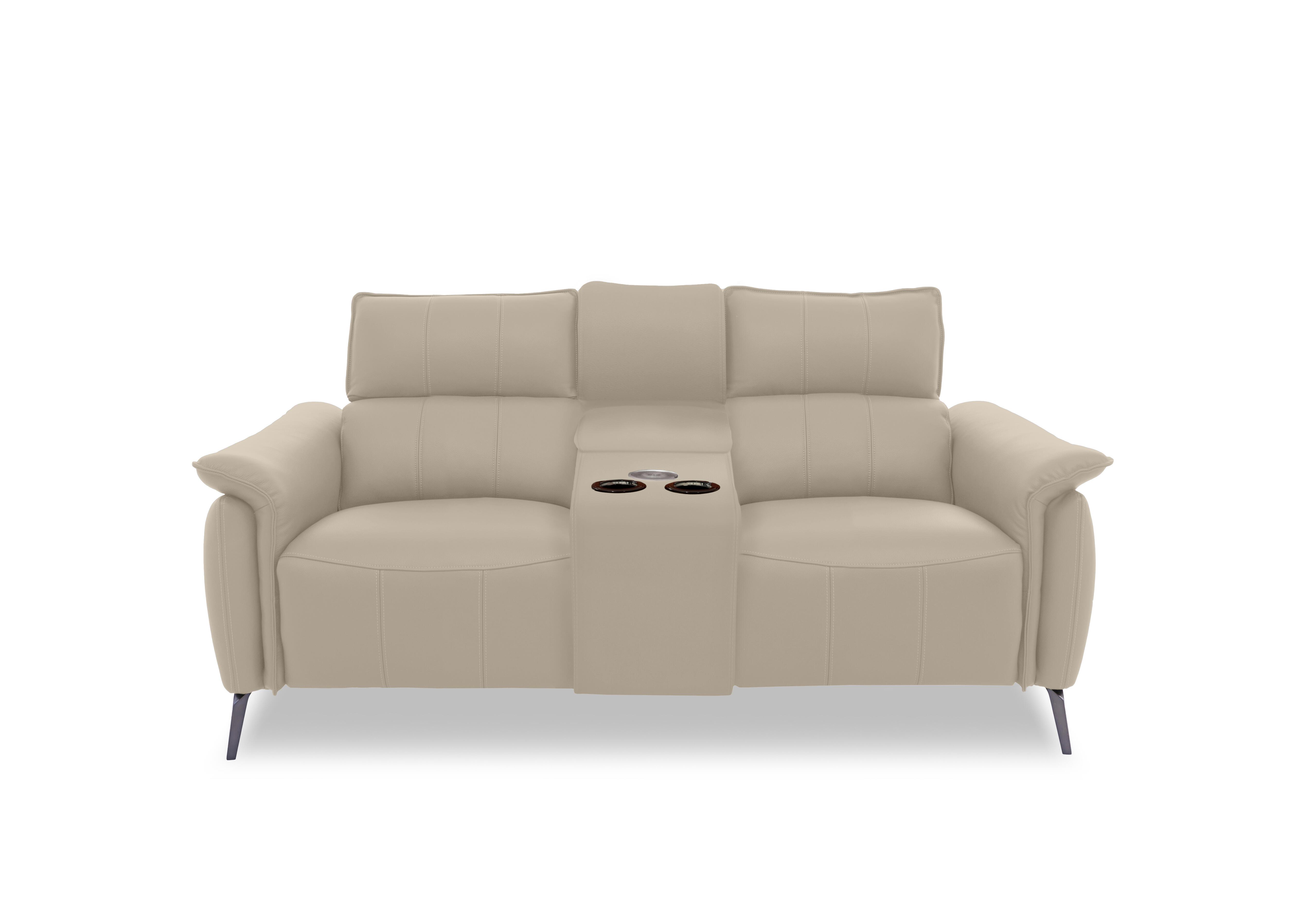 Jude Leather 2 Seater Power Recliner Sofa with Smart Console, Power Headrests and Power Lumbar in Oslo Oyster Cat-40/08 on Furniture Village