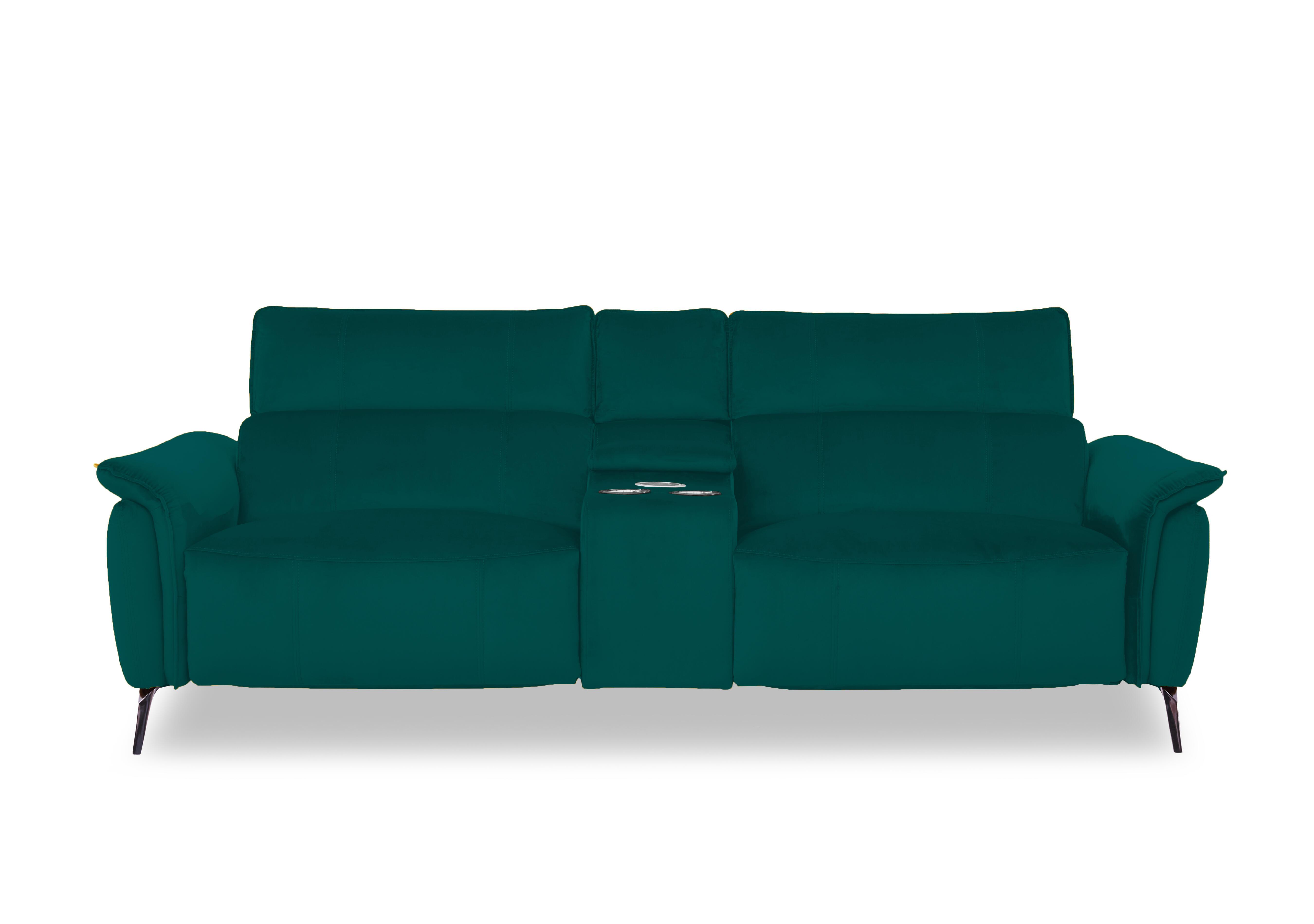 Jude Fabric 3 Seater Power Recliner Sofa with Smart Console, Power Headrests, Power Lumbar and Heated Seats in Opulence Teal 51003 on Furniture Village