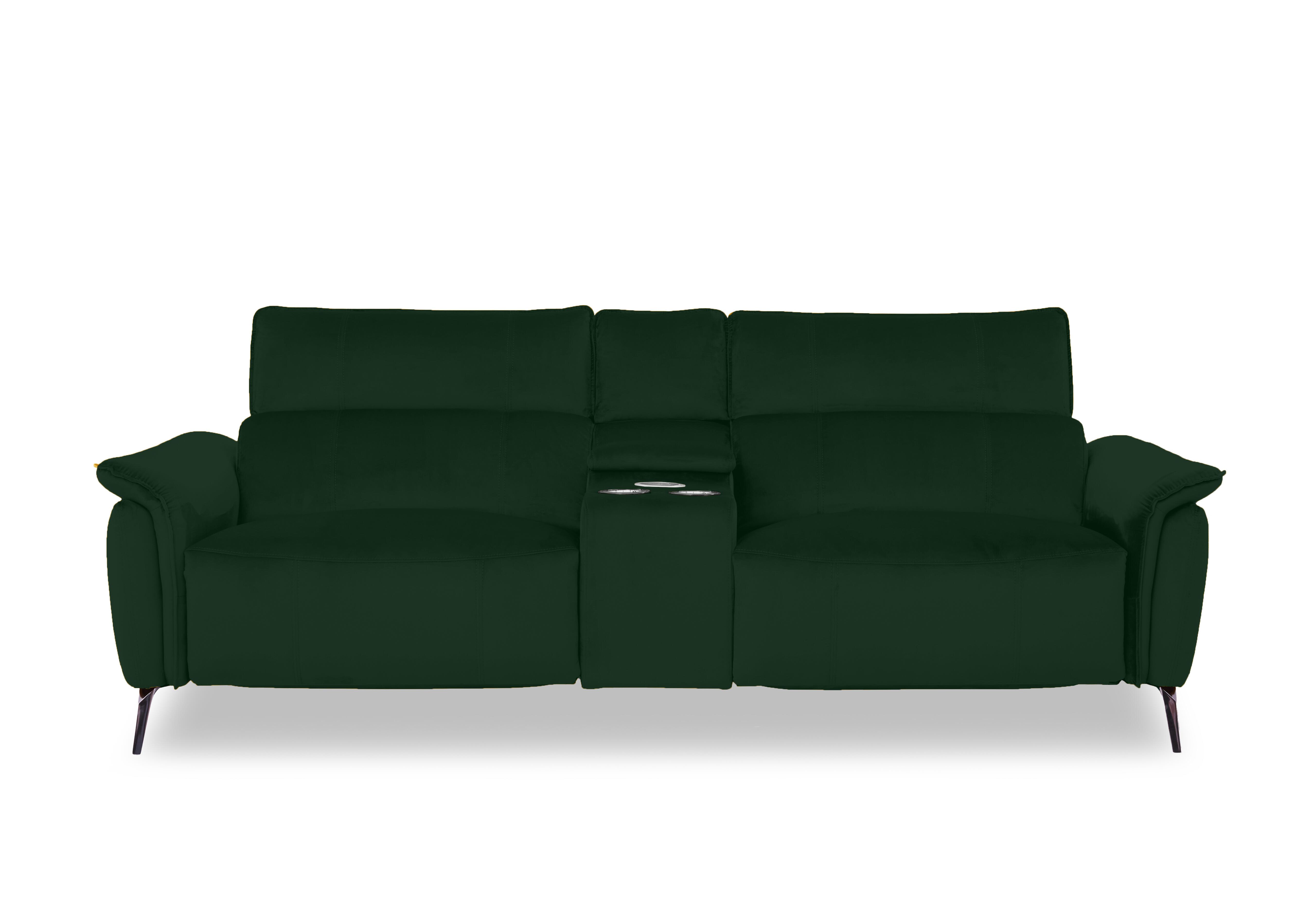 Jude Fabric 3 Seater Power Recliner Sofa with Smart Console, Power Headrests and Power Lumbar in Opulence Bottle Green 51011 on Furniture Village