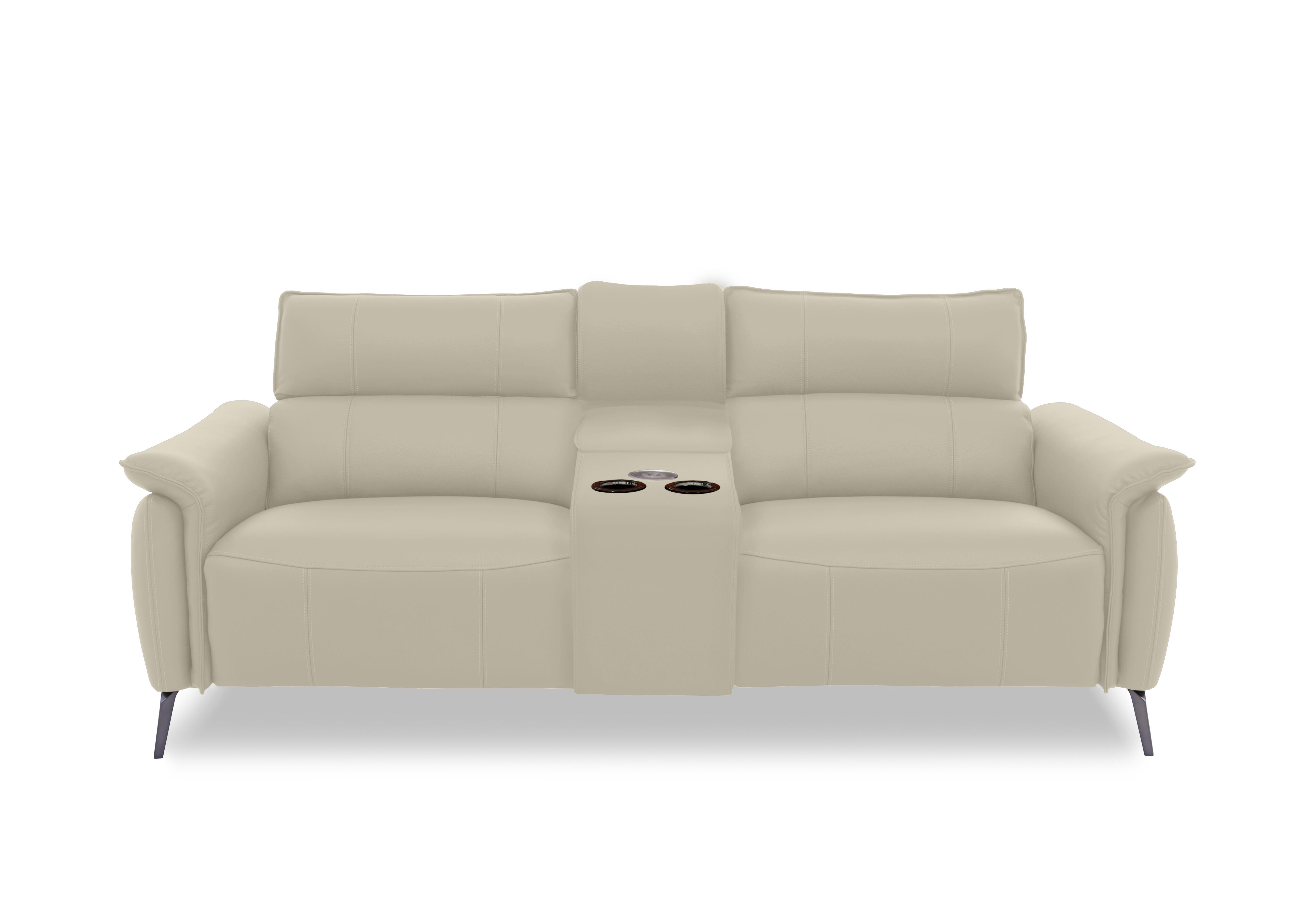 Jude Leather 3 Seater Power Recliner Sofa with Smart Console, Power Headrests, Power Lumbar and Heated Seats in Montana Bone China Cat-60/05 on Furniture Village