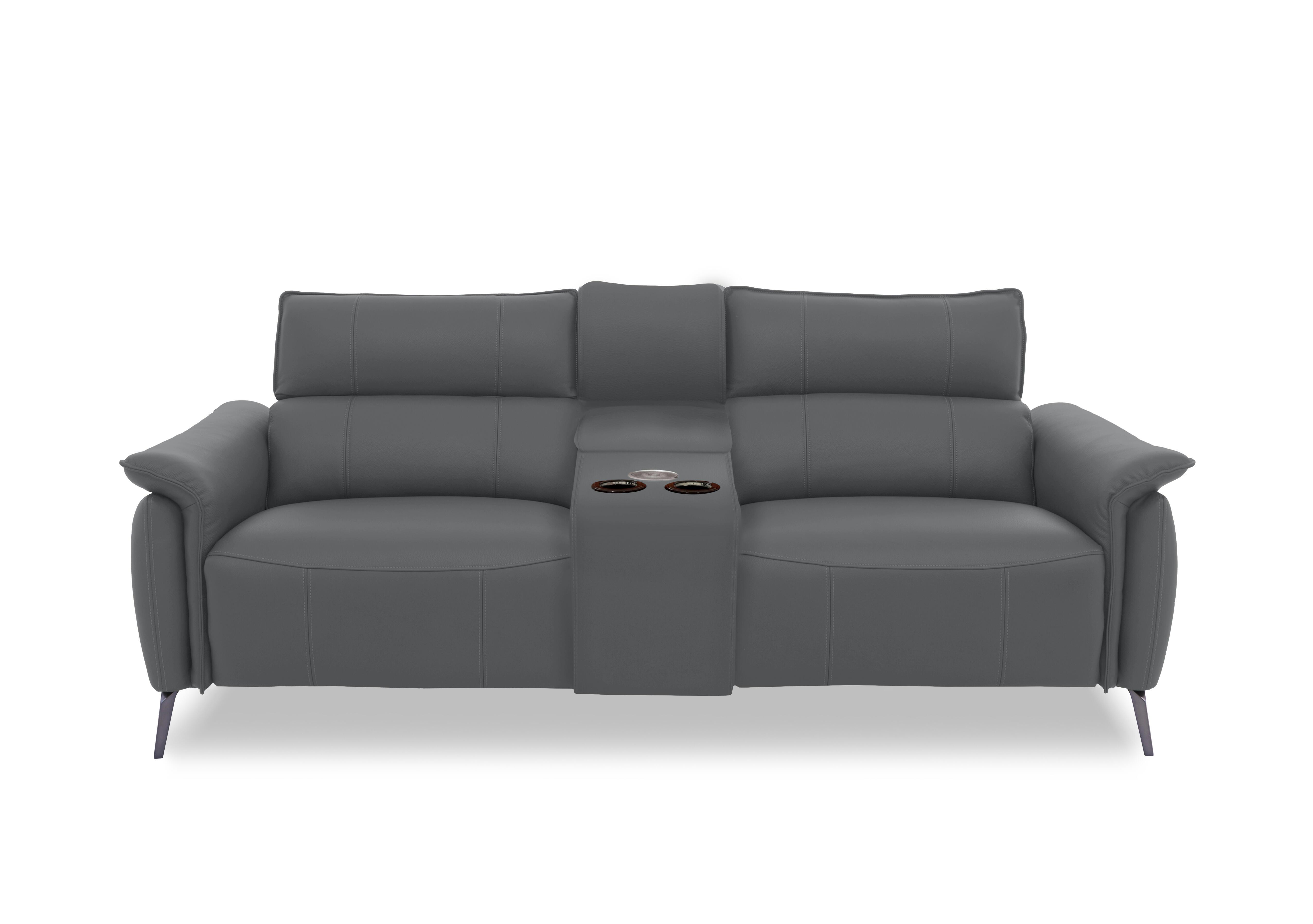 Jude Leather 3 Seater Power Recliner Sofa with Smart Console, Power Headrests, Power Lumbar and Heated Seats in Montana Granite Cat-60/33 on Furniture Village