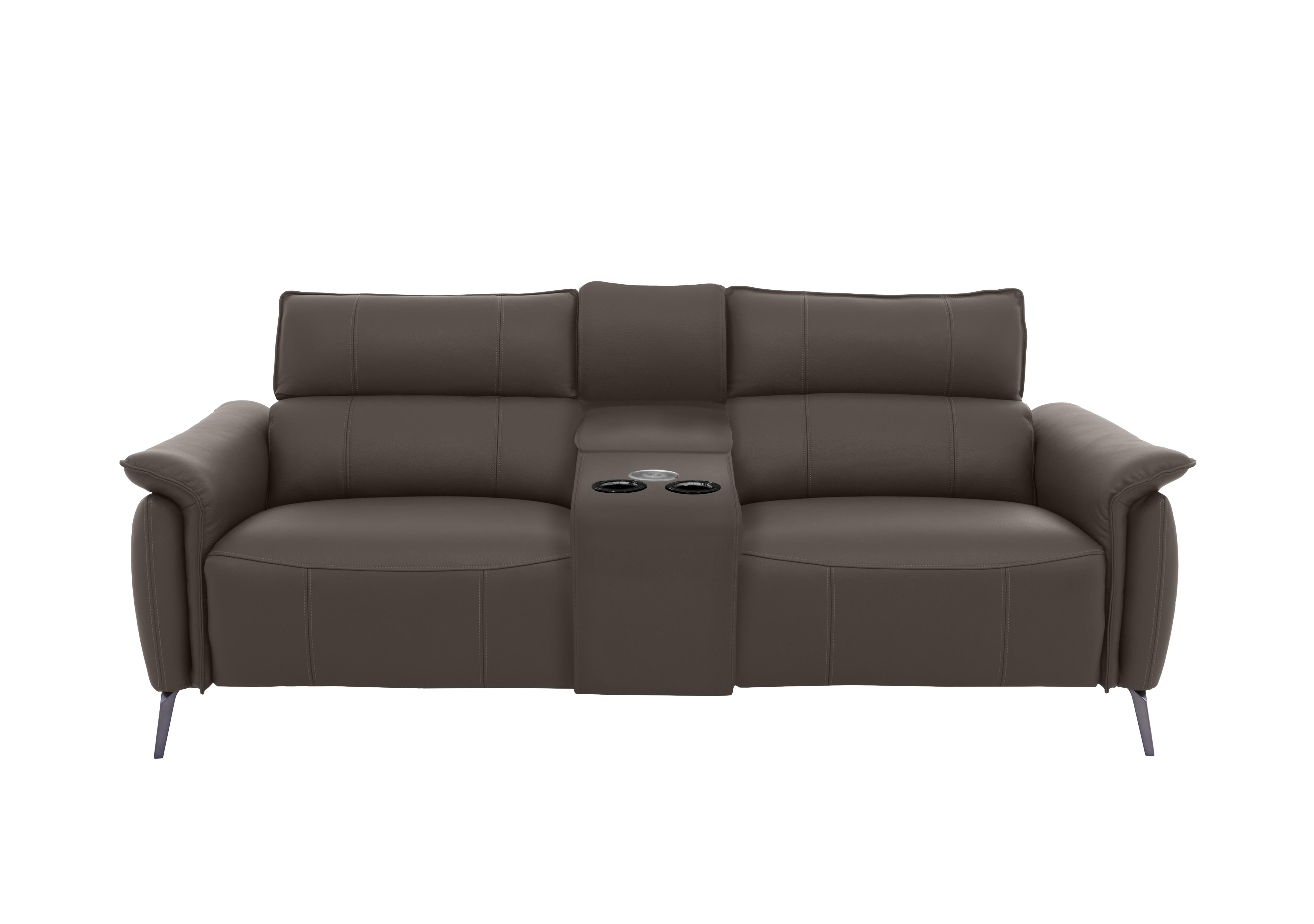 Jude Leather 3 Seater Power Recliner Sofa with Smart Console, Power Headrests, Power Lumbar and Heated Seats in Montana Storm Cat-60/21 on Furniture Village