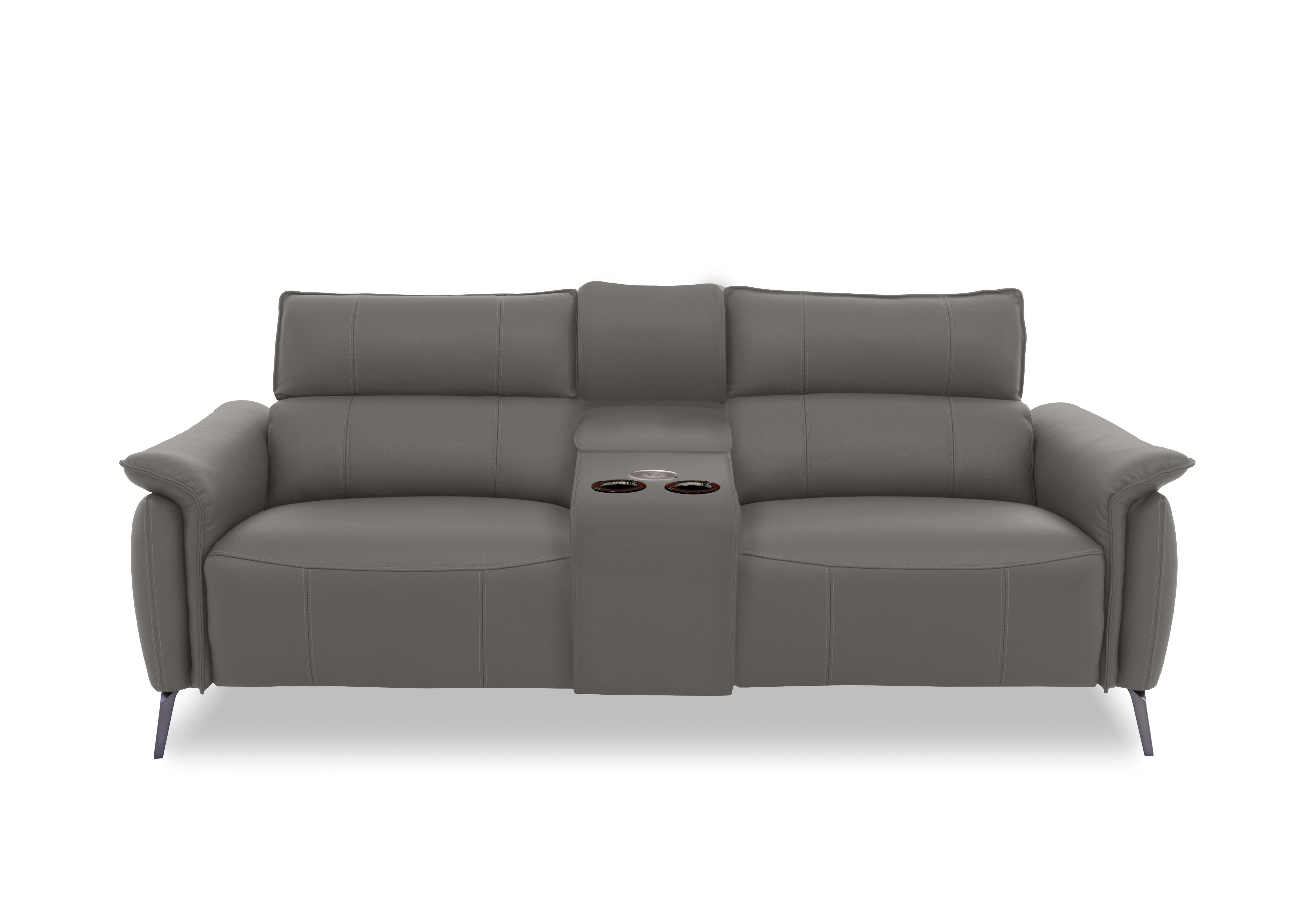 Jude Leather 3 Seater Power Recliner Sofa with Smart Console, Power Headrests, Power Lumbar and Heated Seats in Oslo Elephant Cat-40/15 on Furniture Village