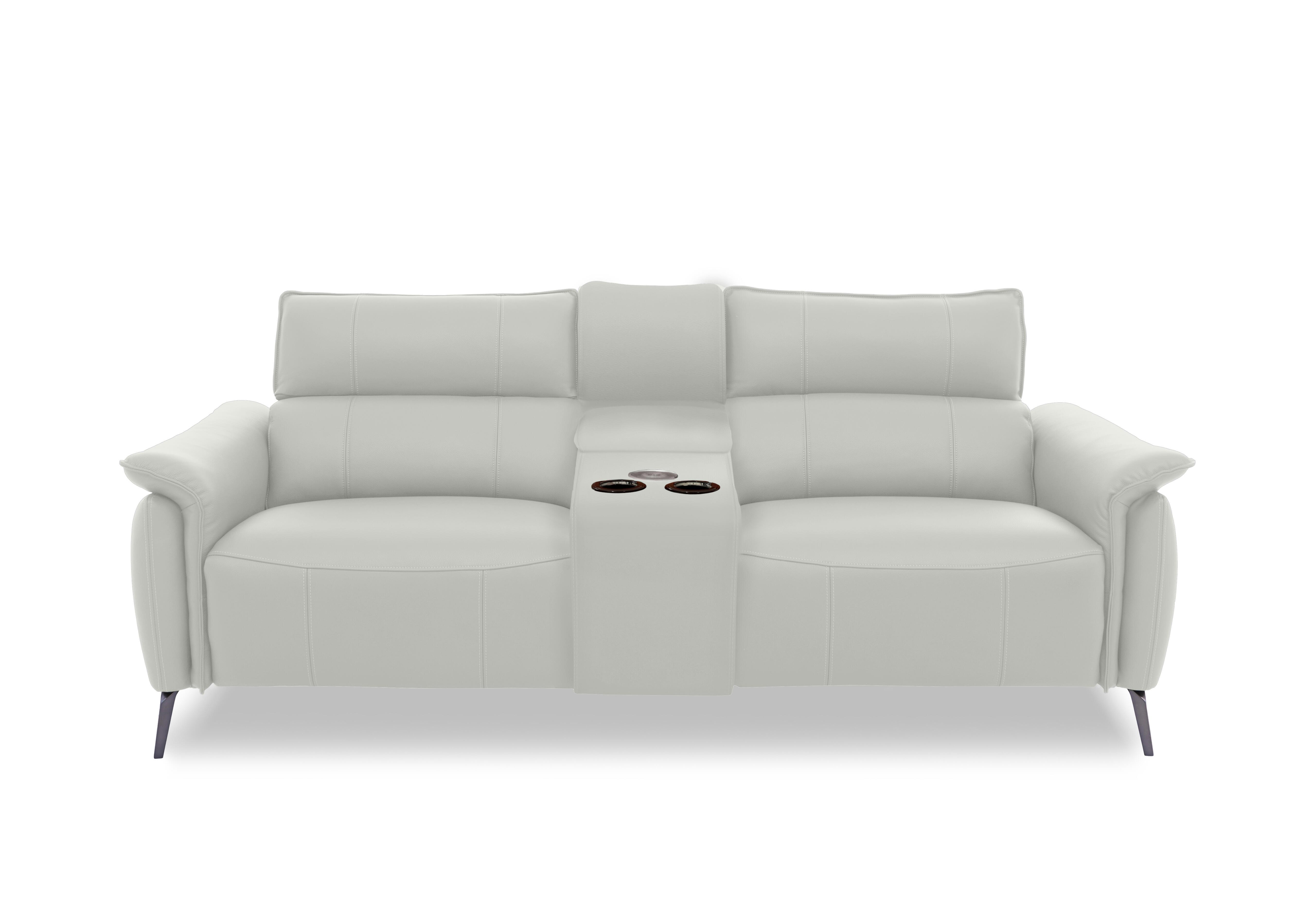 Jude Leather 3 Seater Power Recliner Sofa with Smart Console, Power Headrests, Power Lumbar and Heated Seats in Oslo Light Grey Cat-40/27 on Furniture Village