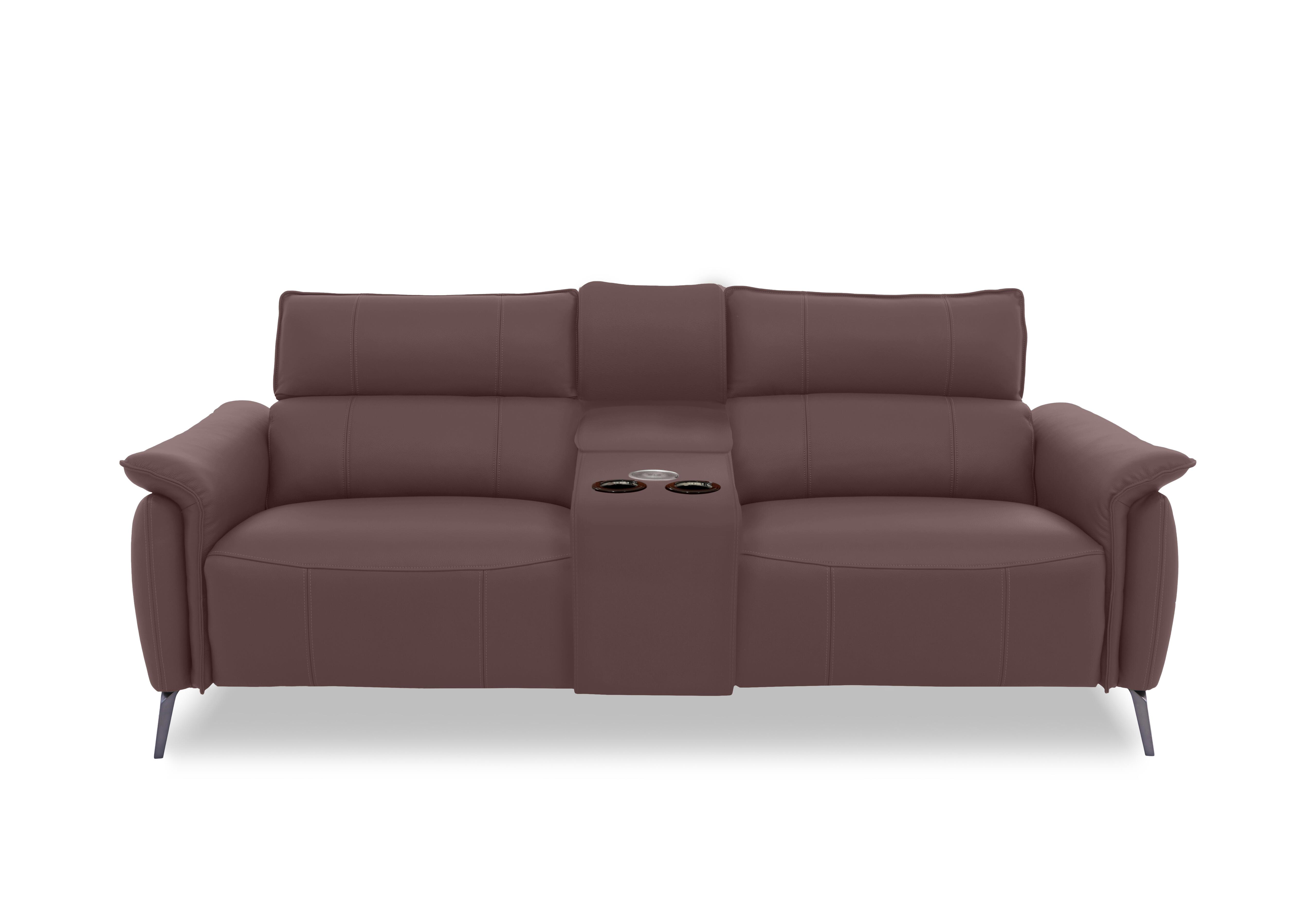 Jude Leather 3 Seater Power Recliner Sofa with Smart Console, Power Headrests, Power Lumbar and Heated Seats in Oslo Mulberry Cat-40/30 on Furniture Village