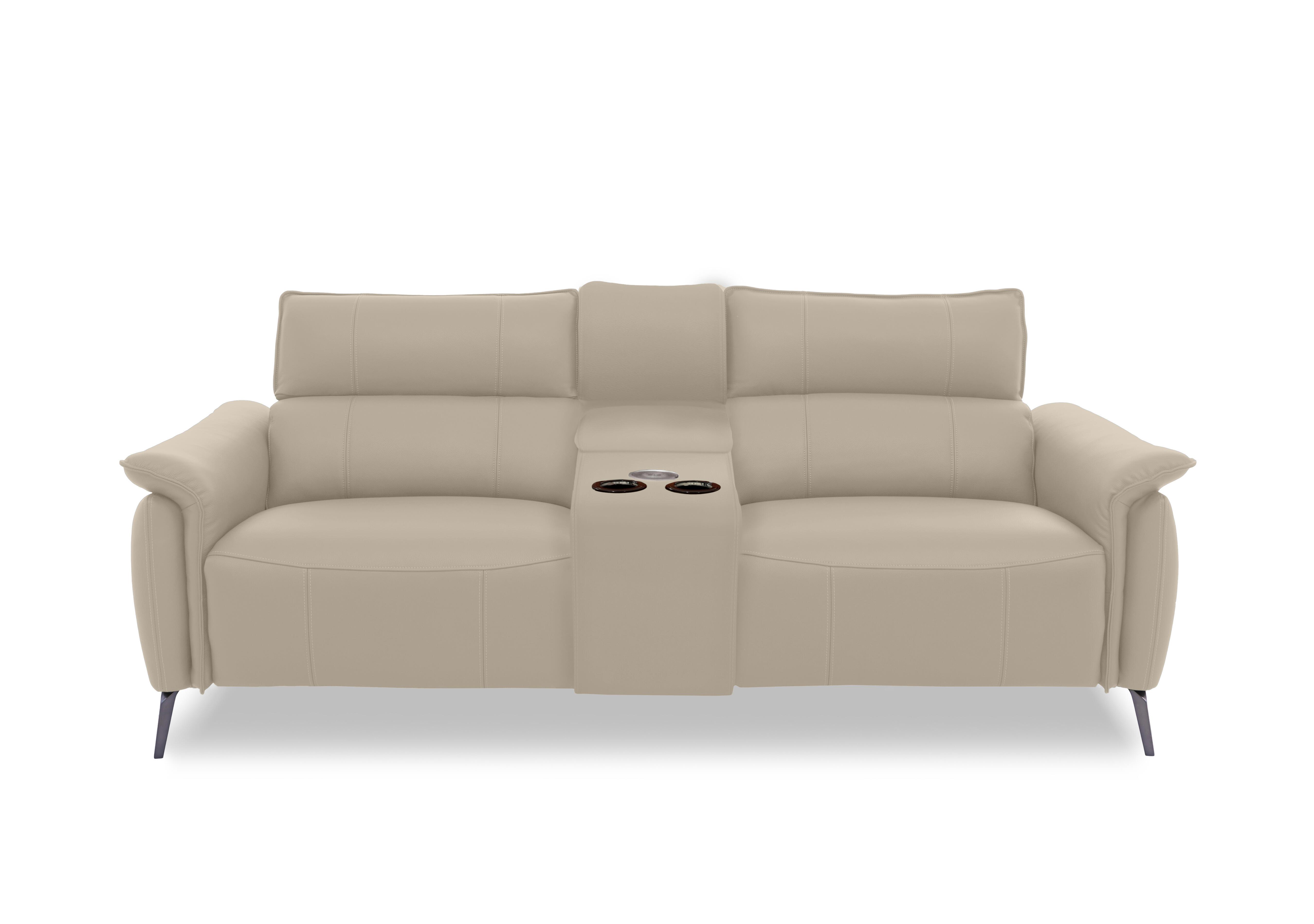 Jude Leather 3 Seater Power Recliner Sofa with Smart Console, Power Headrests, Power Lumbar and Heated Seats in Oslo Oyster Cat-40/08 on Furniture Village
