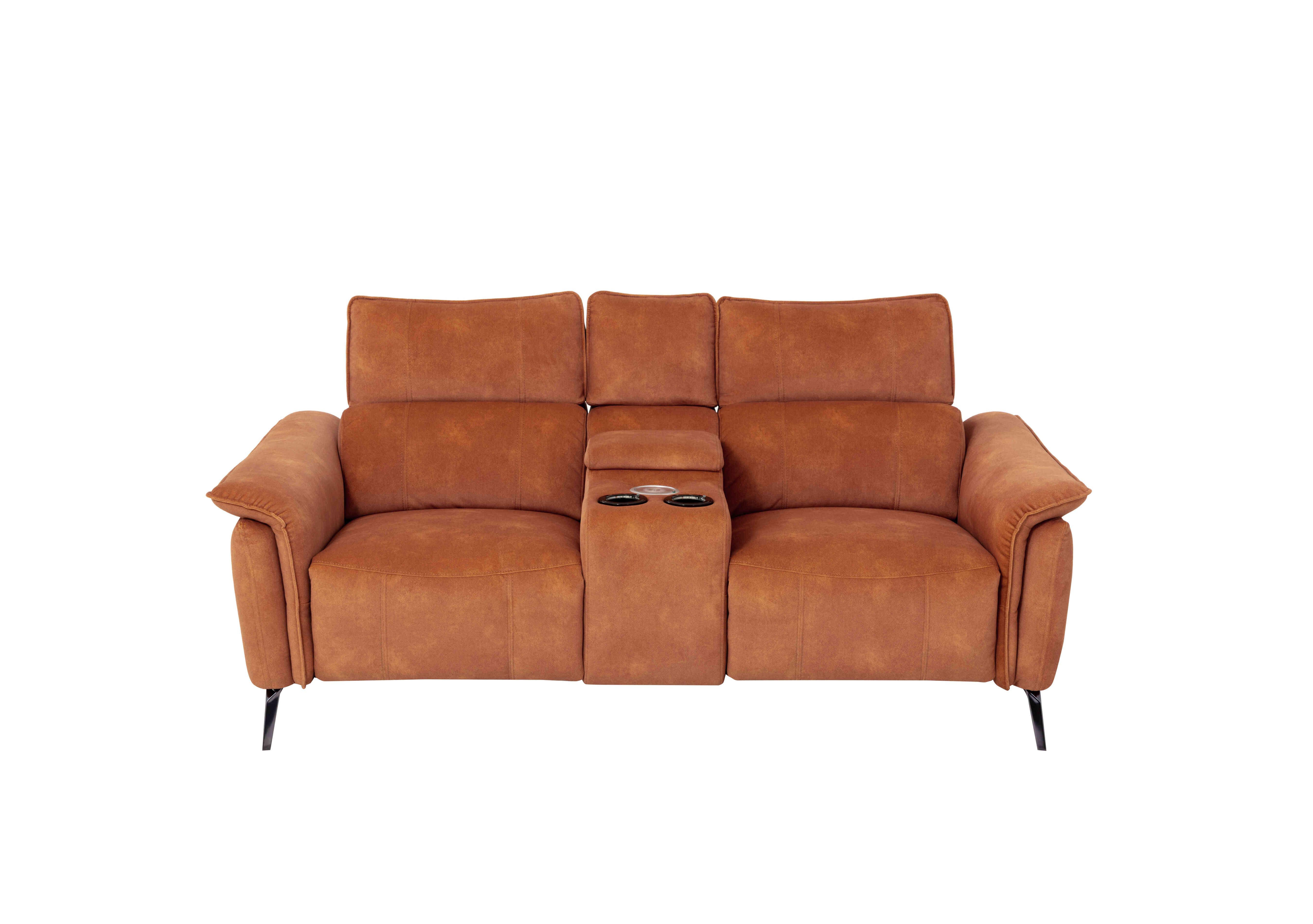Jude Fabric 2 Seater Power Recliner Sofa with Smart Console and Power Headrests in Dexter Pumpkin 43509 on Furniture Village