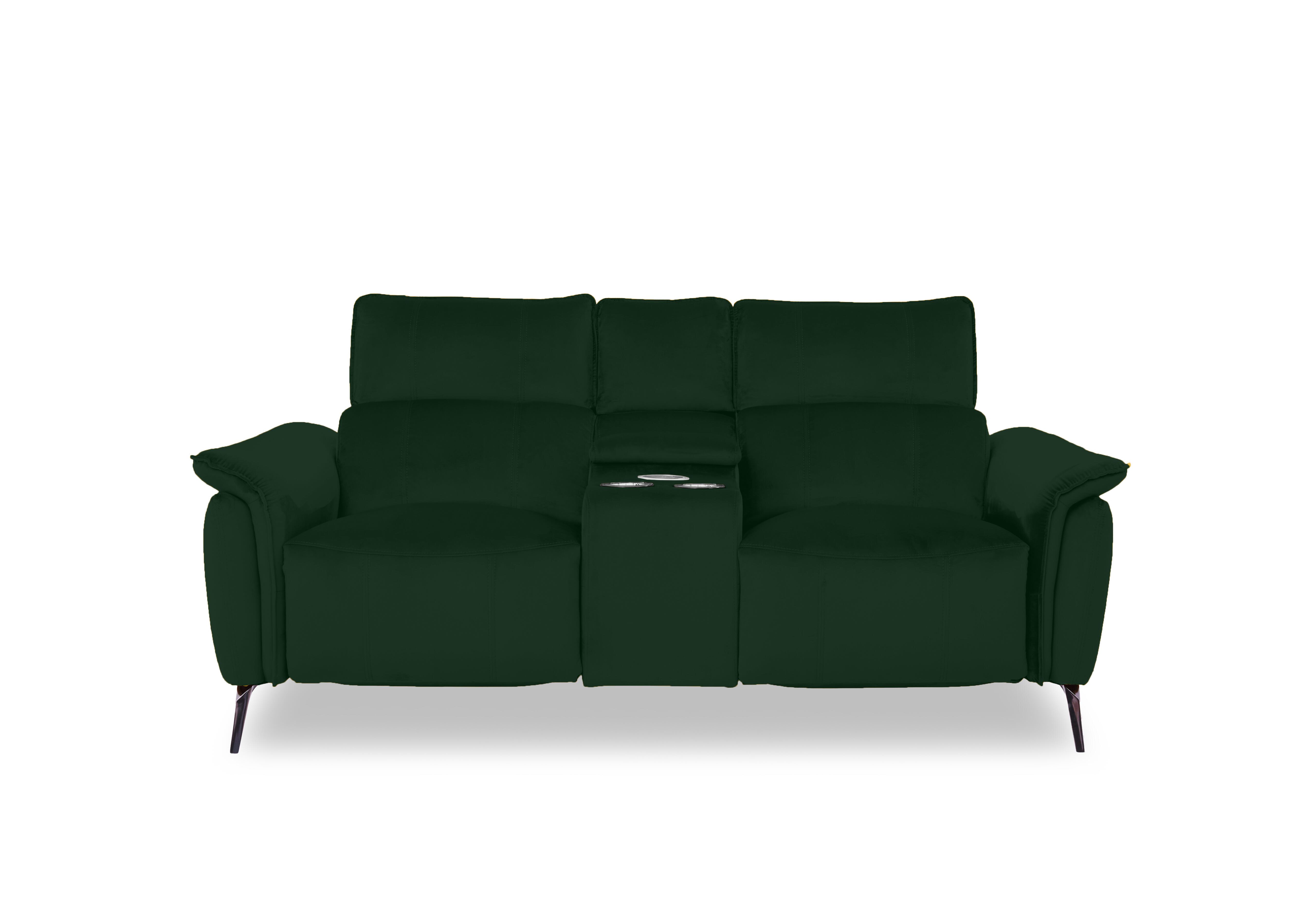Jude Fabric 2 Seater Power Recliner Sofa with Smart Console and Power Headrests in Opulence Bottle Green 51011 on Furniture Village
