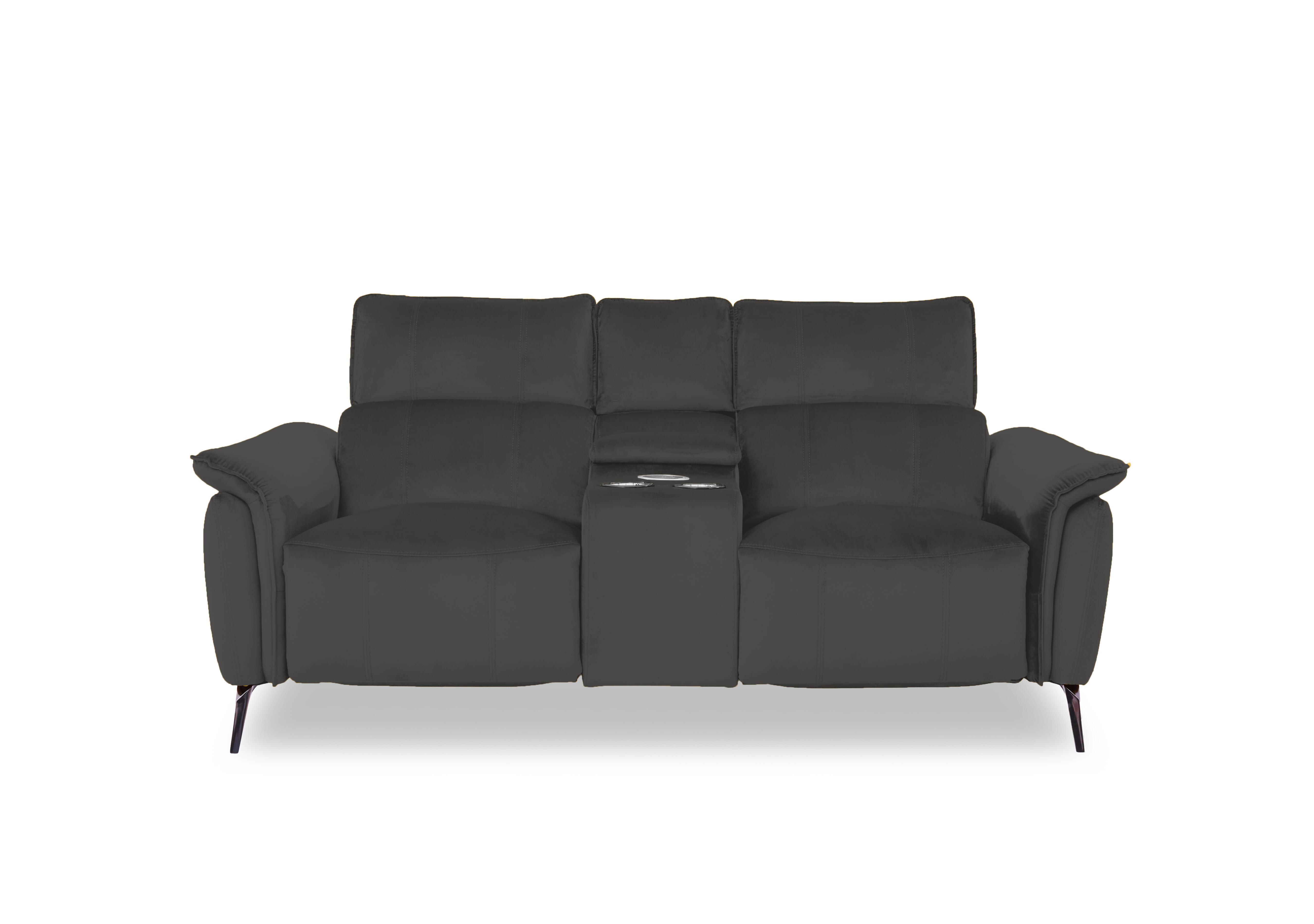 Jude Fabric 2 Seater Power Recliner Sofa with Smart Console and Power Headrests in Opulence Granite 51012 on Furniture Village