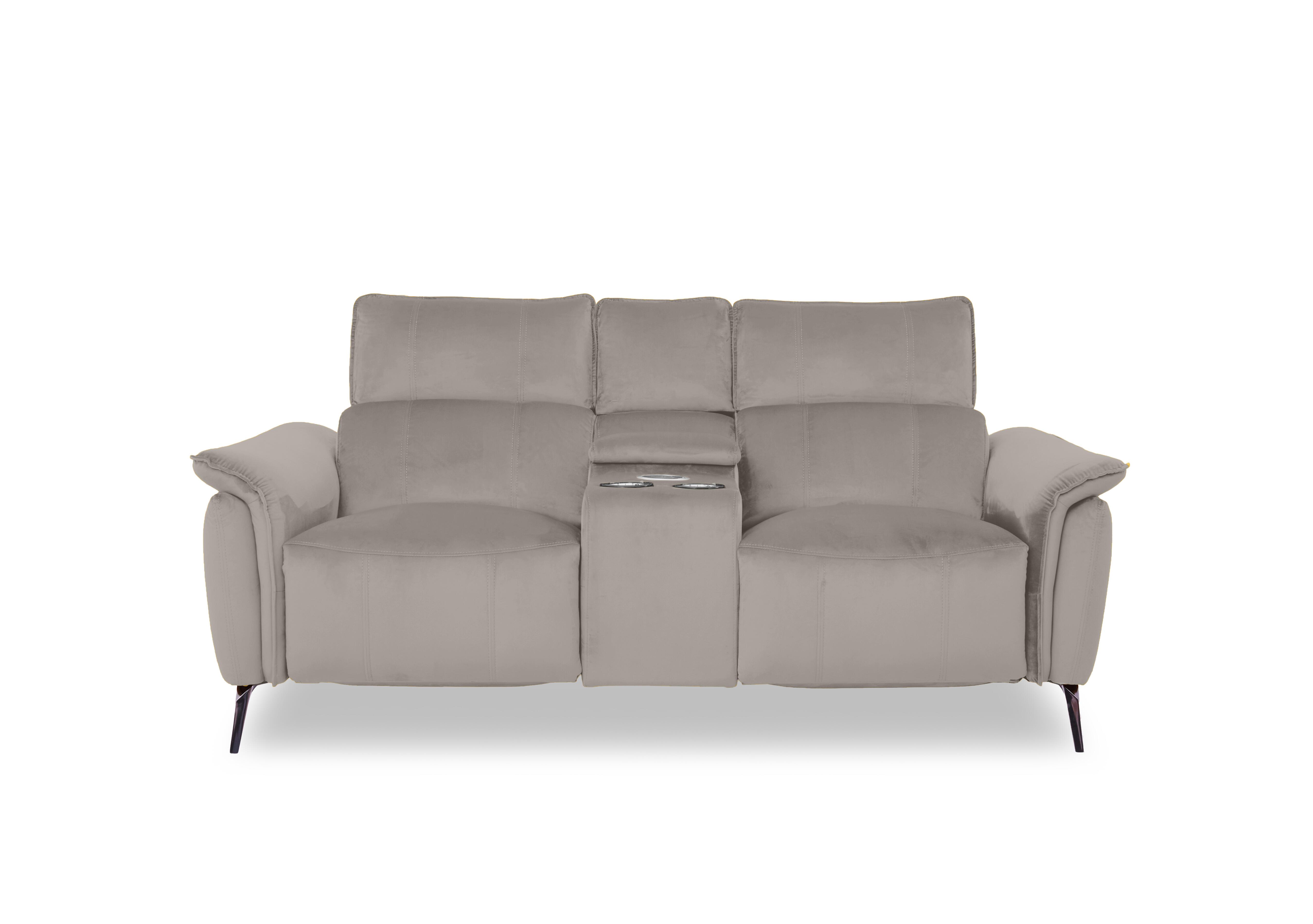 Jude Fabric 2 Seater Power Recliner Sofa with Smart Console and Power Headrests in Opulence Silver 51007 on Furniture Village