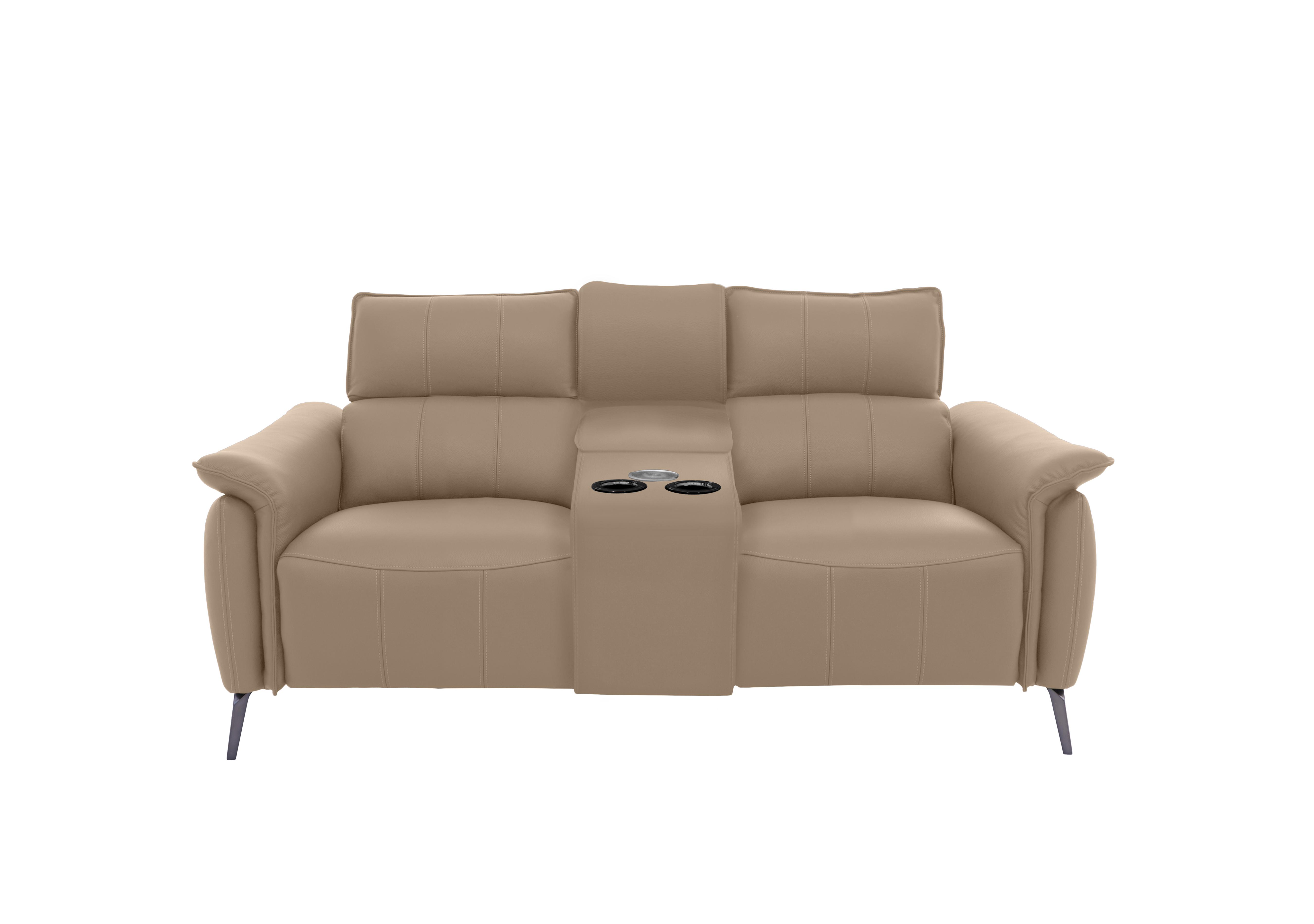 Jude Leather 2 Seater Power Recliner Sofa with Smart Console and Power Headrests in Montana Barley Cat-60/06 on Furniture Village