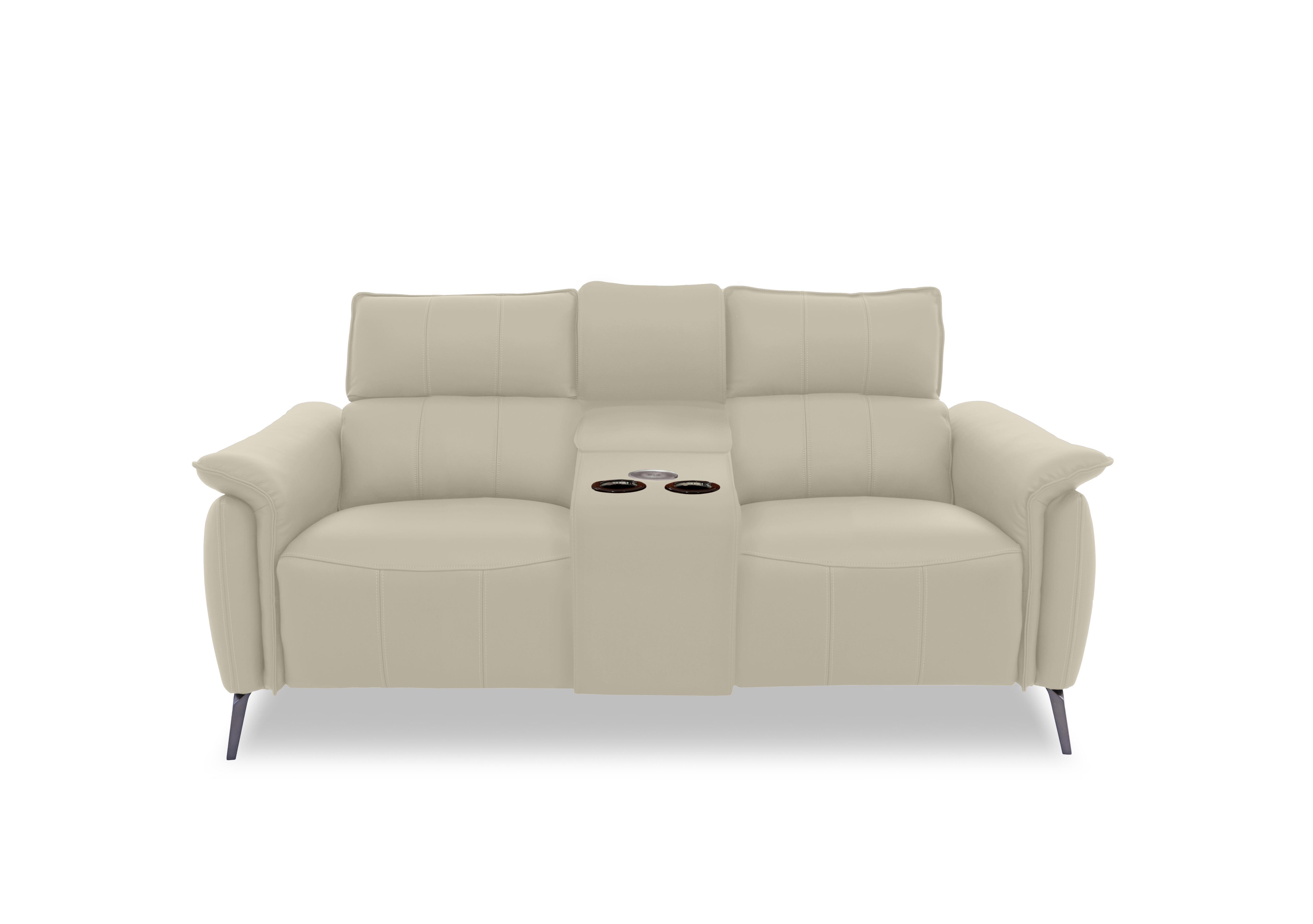 Jude Leather 2 Seater Power Recliner Sofa with Smart Console and Power Headrests in Montana Bone China Cat-60/05 on Furniture Village