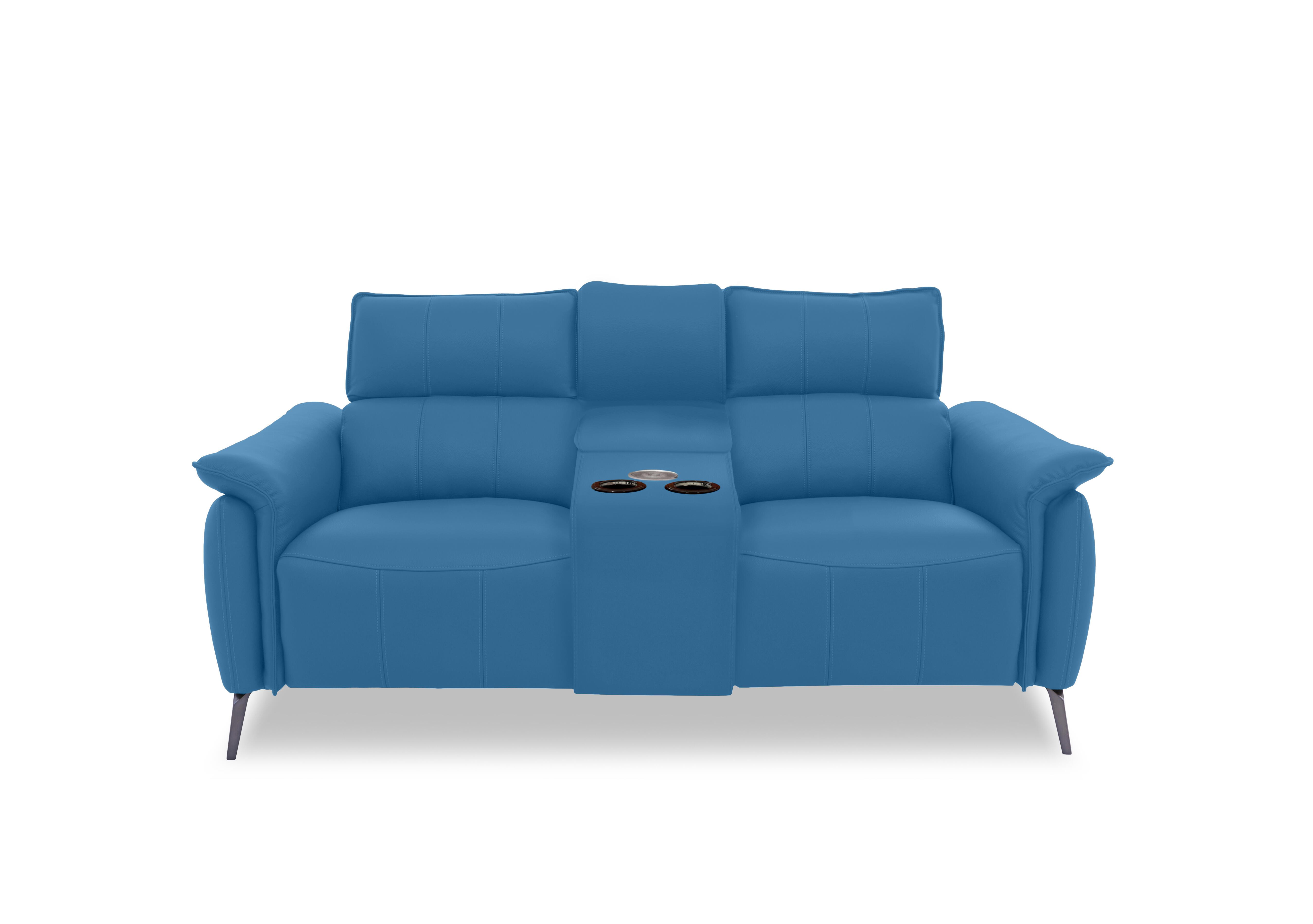 Jude Leather 2 Seater Power Recliner Sofa with Smart Console and Power Headrests in Oslo Aegean Cat-40/12 on Furniture Village