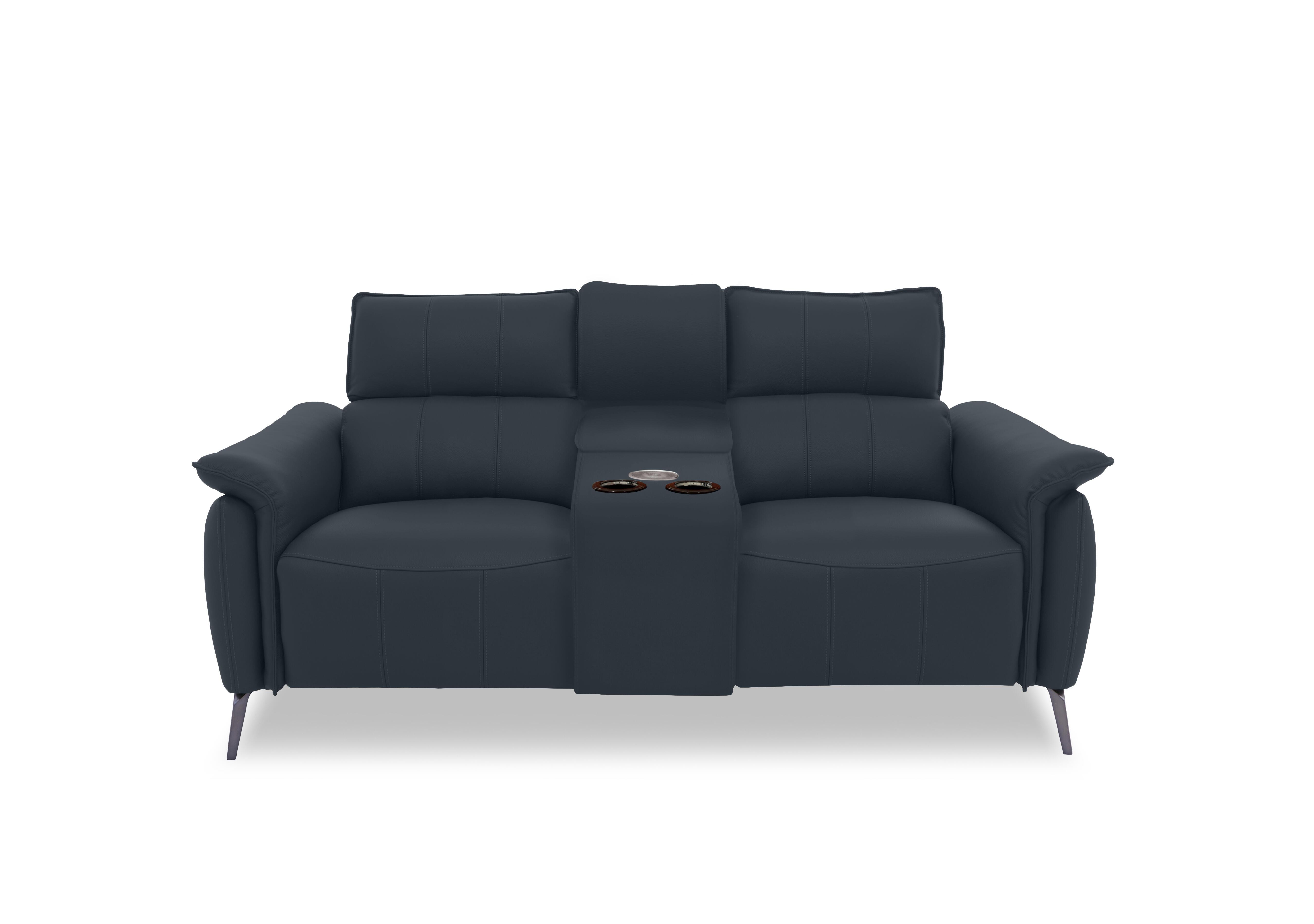 Jude Leather 2 Seater Power Recliner Sofa with Smart Console and Power Headrests in Oslo Navy Cat-40/24 on Furniture Village