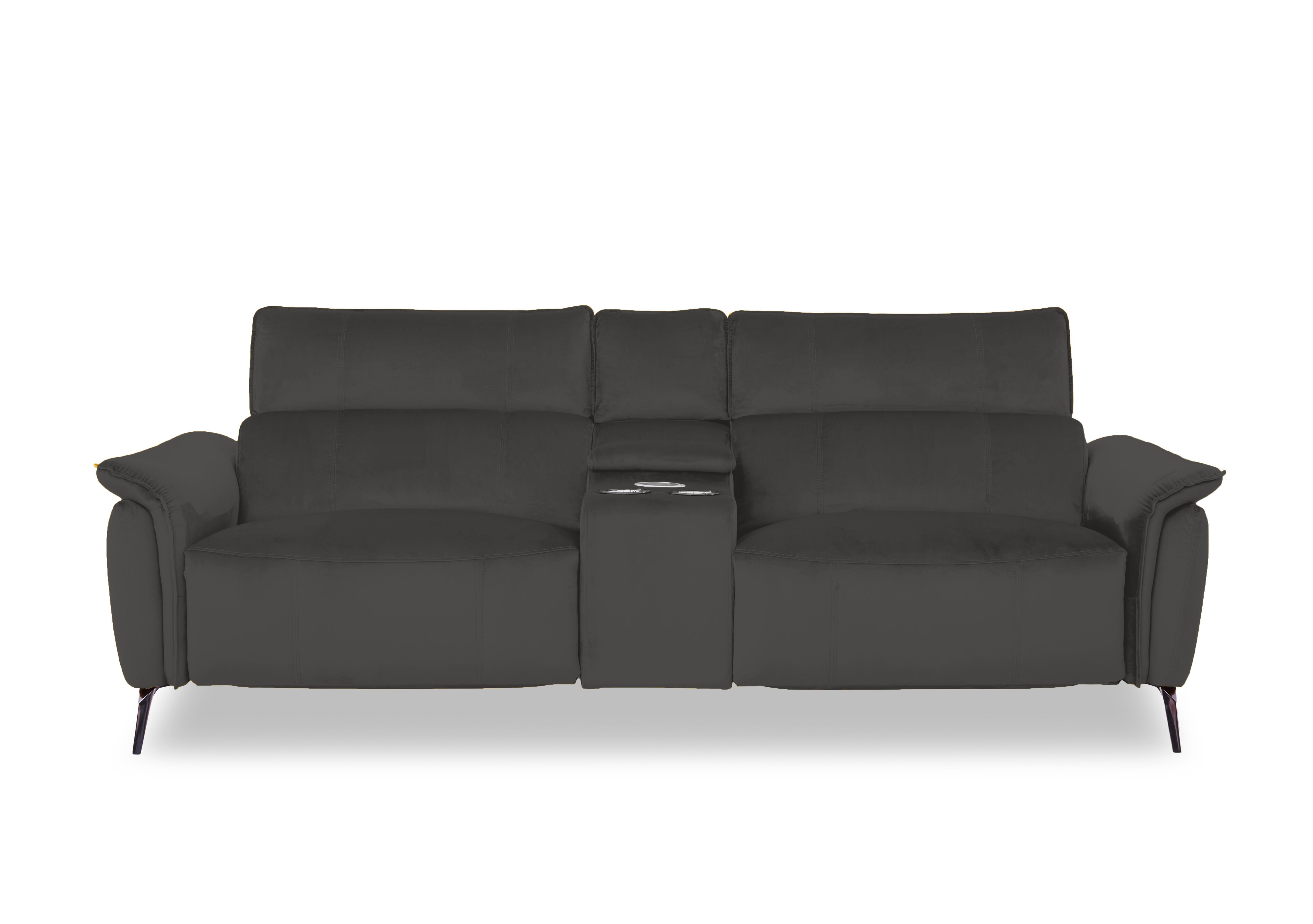 Jude Fabric 3 Seater Power Recliner Sofa with Smart Console and Power Headrests in Opulence Granite 51012 on Furniture Village