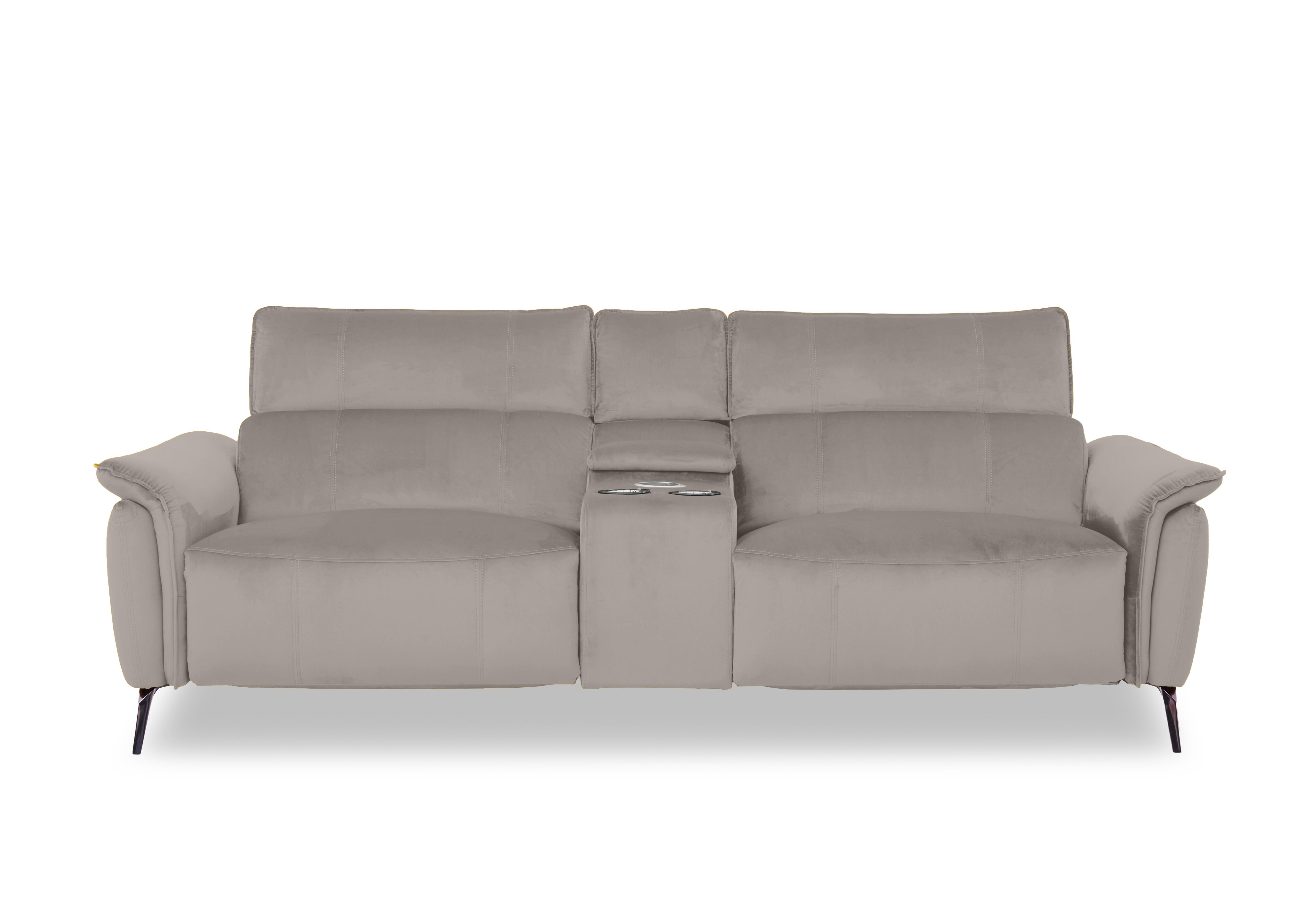 Jude Fabric 3 Seater Power Recliner Sofa with Smart Console and Power Headrests in Opulence Silver 51007 on Furniture Village