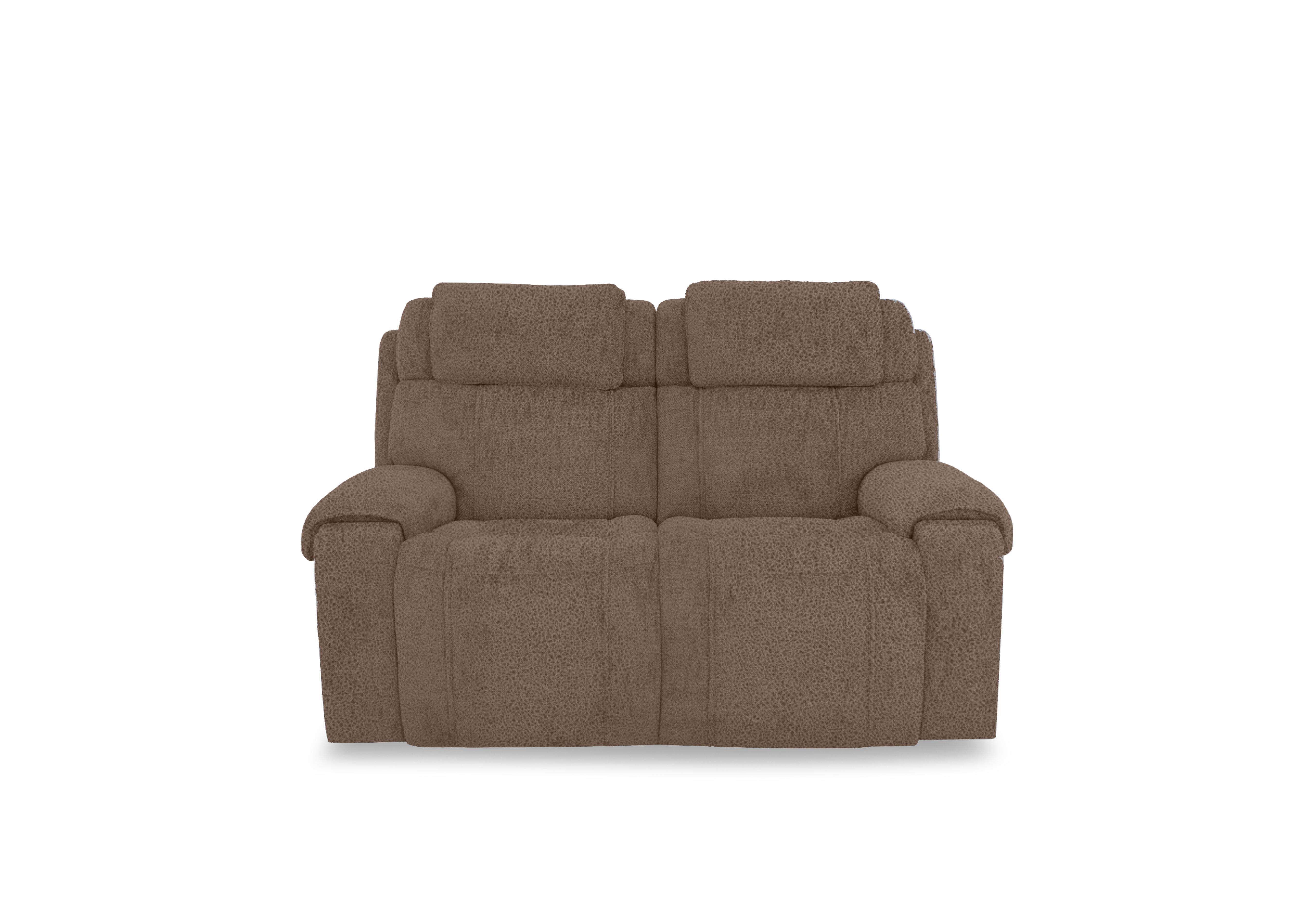 Hollywood Fabric 2 Seater Power Recliner Sofa with Power Headrests, Bluetooth Speakers and Storage Arms in Bfa-Blj-R05 Hazelnut on Furniture Village