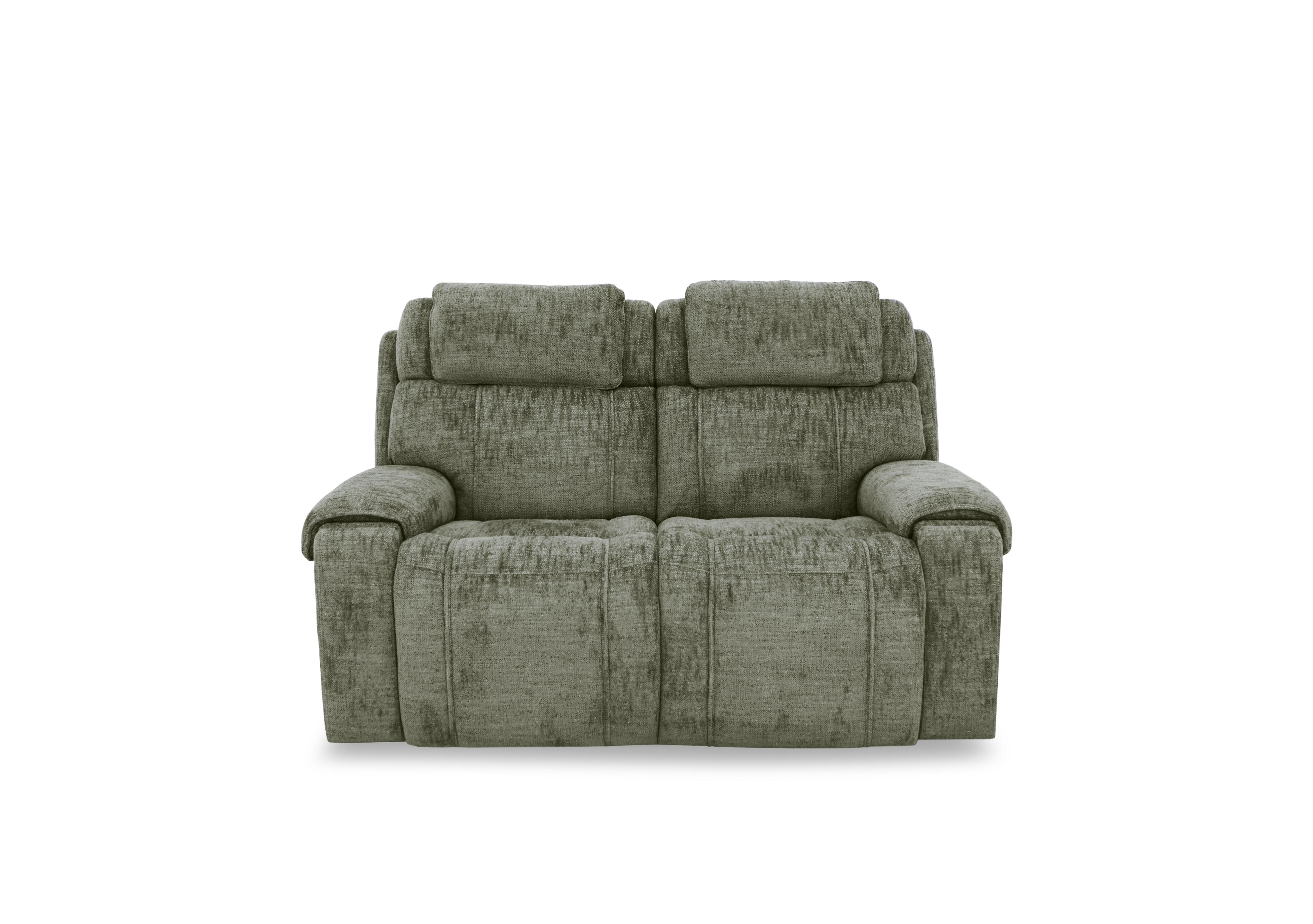 Hollywood Fabric 2 Seater Power Recliner Sofa with Power Headrests, Bluetooth Speakers and Storage Arms in Fab-Mga-R11 Olive Green on Furniture Village