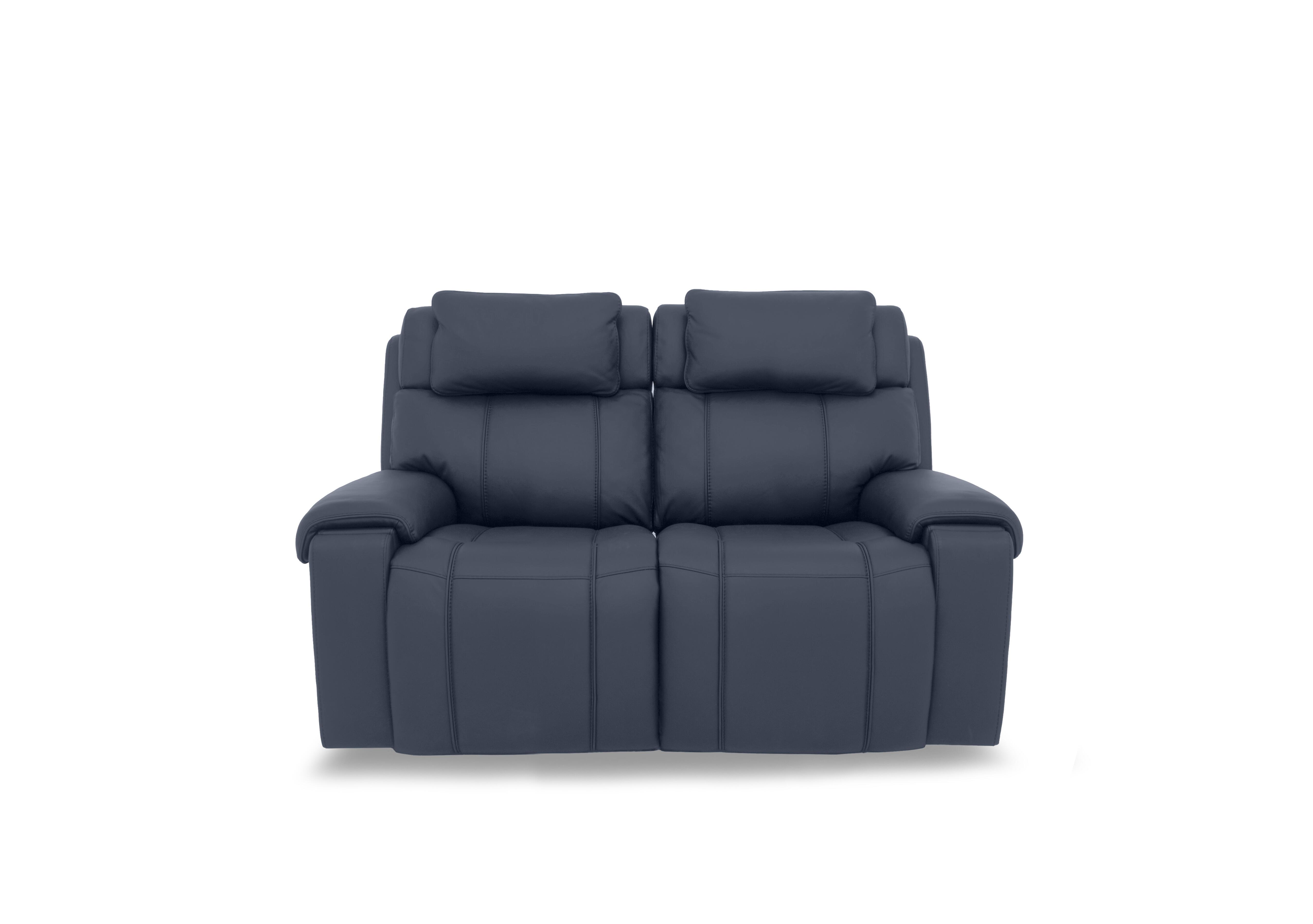 Hollywood Leather 2 Seater Power Recliner Sofa with Power Headrests, Bluetooth Speakers and Storage Arms in Nc-313e Ocean Blue on Furniture Village