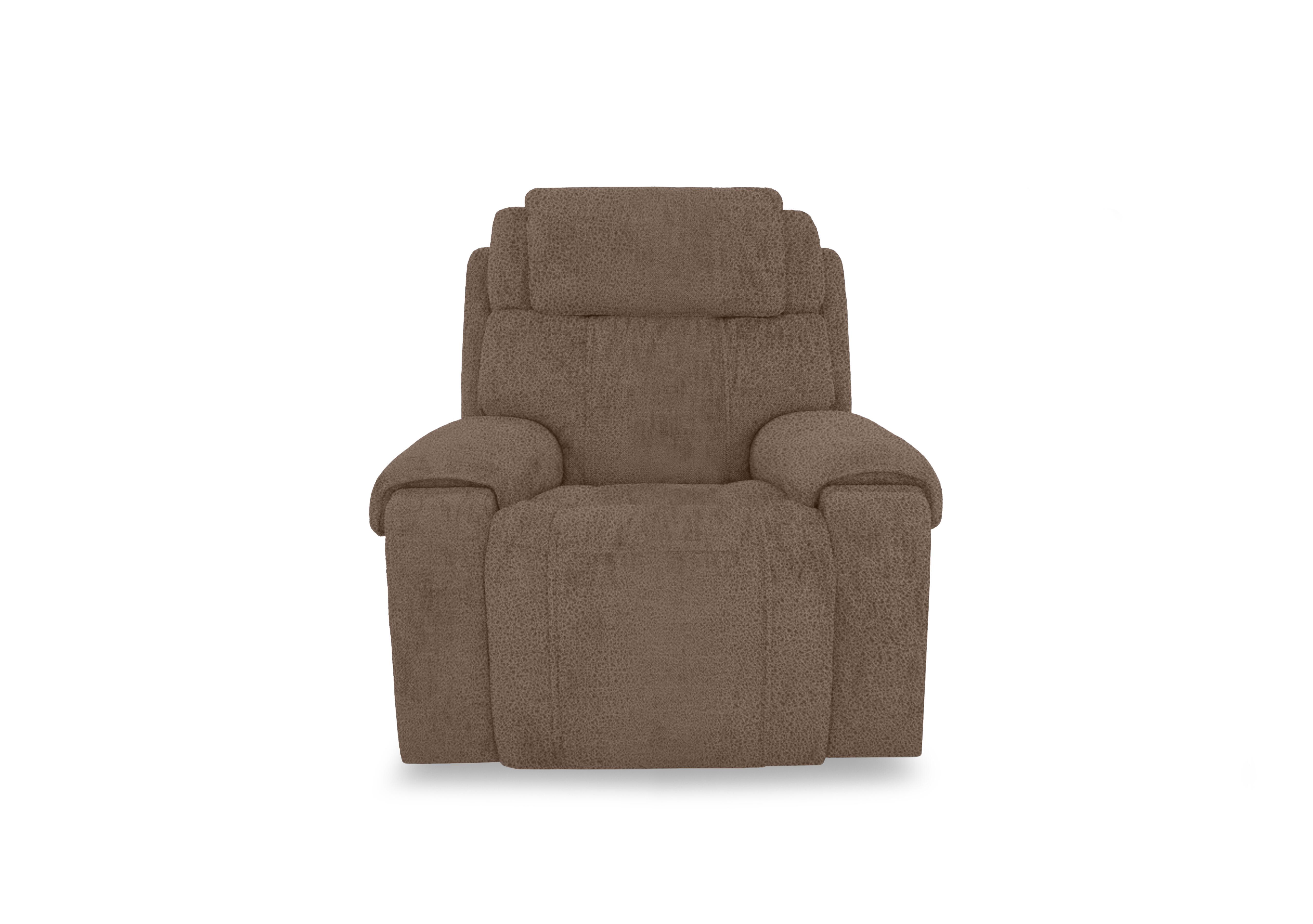 Hollywood Fabric Power Recliner Chair with Power Headrest, Bluetooth Speakers and Storage Arms in Bfa-Blj-R05 Hazelnut on Furniture Village