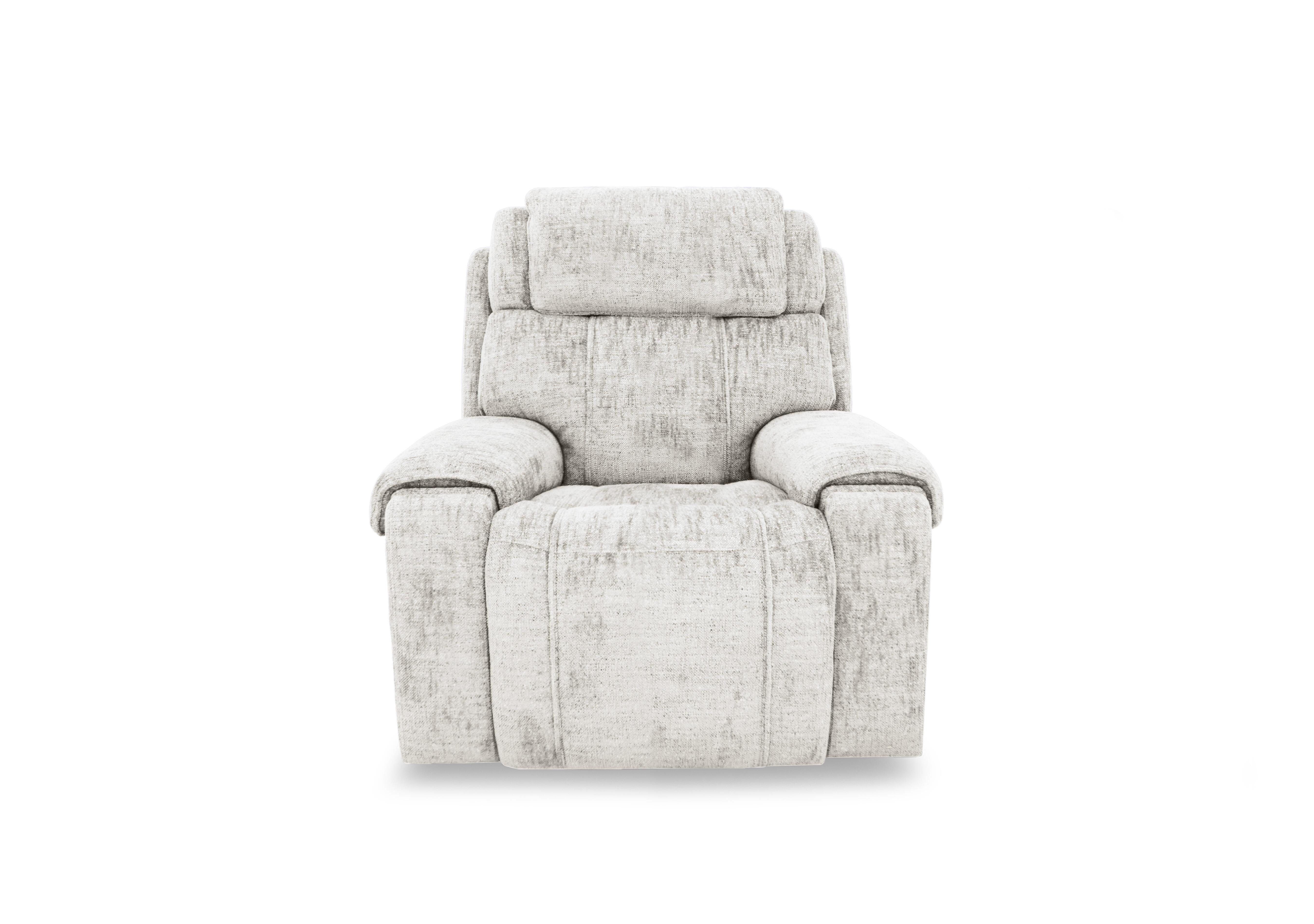 Hollywood Fabric Power Recliner Chair with Power Headrest, Bluetooth Speakers and Storage Arms in Fab-Mga-R04 Beige on Furniture Village