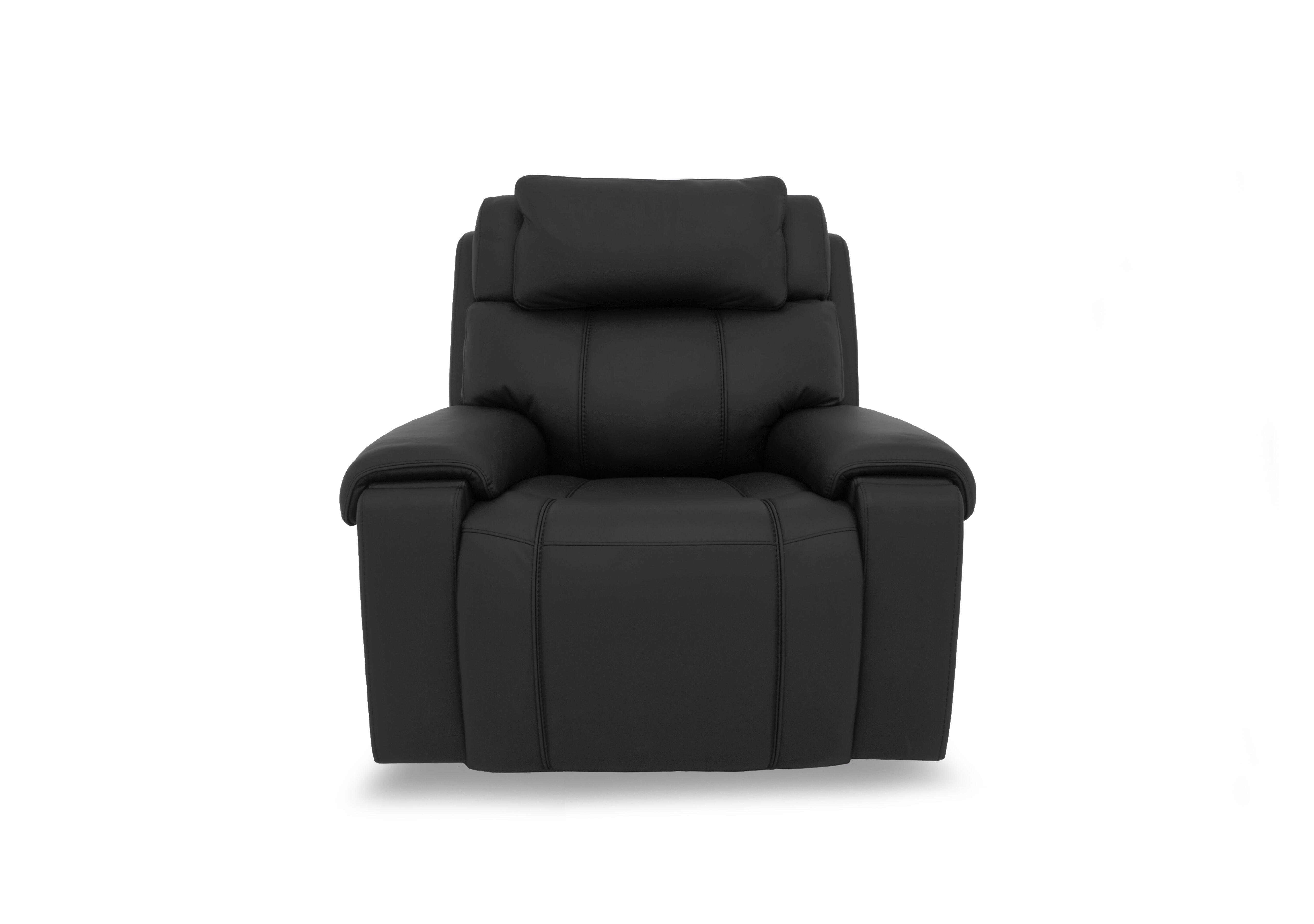 Hollywood Leather Power Recliner Chair with Power Headrest, Bluetooth Speakers and Storage Arms in Nw-520e Black on Furniture Village