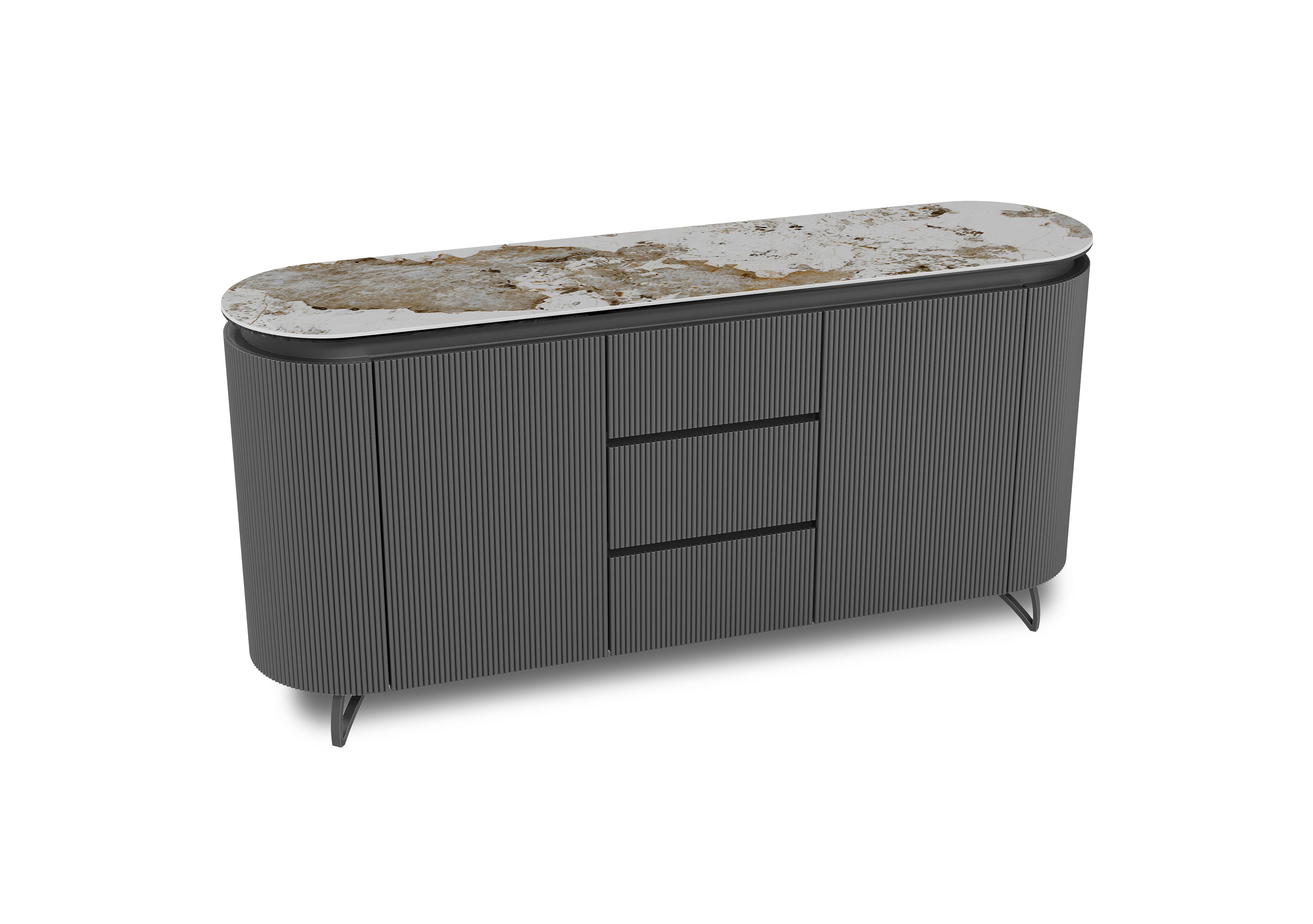 Jose 3 Door Sideboard in Calcutta Marble on Furniture Village