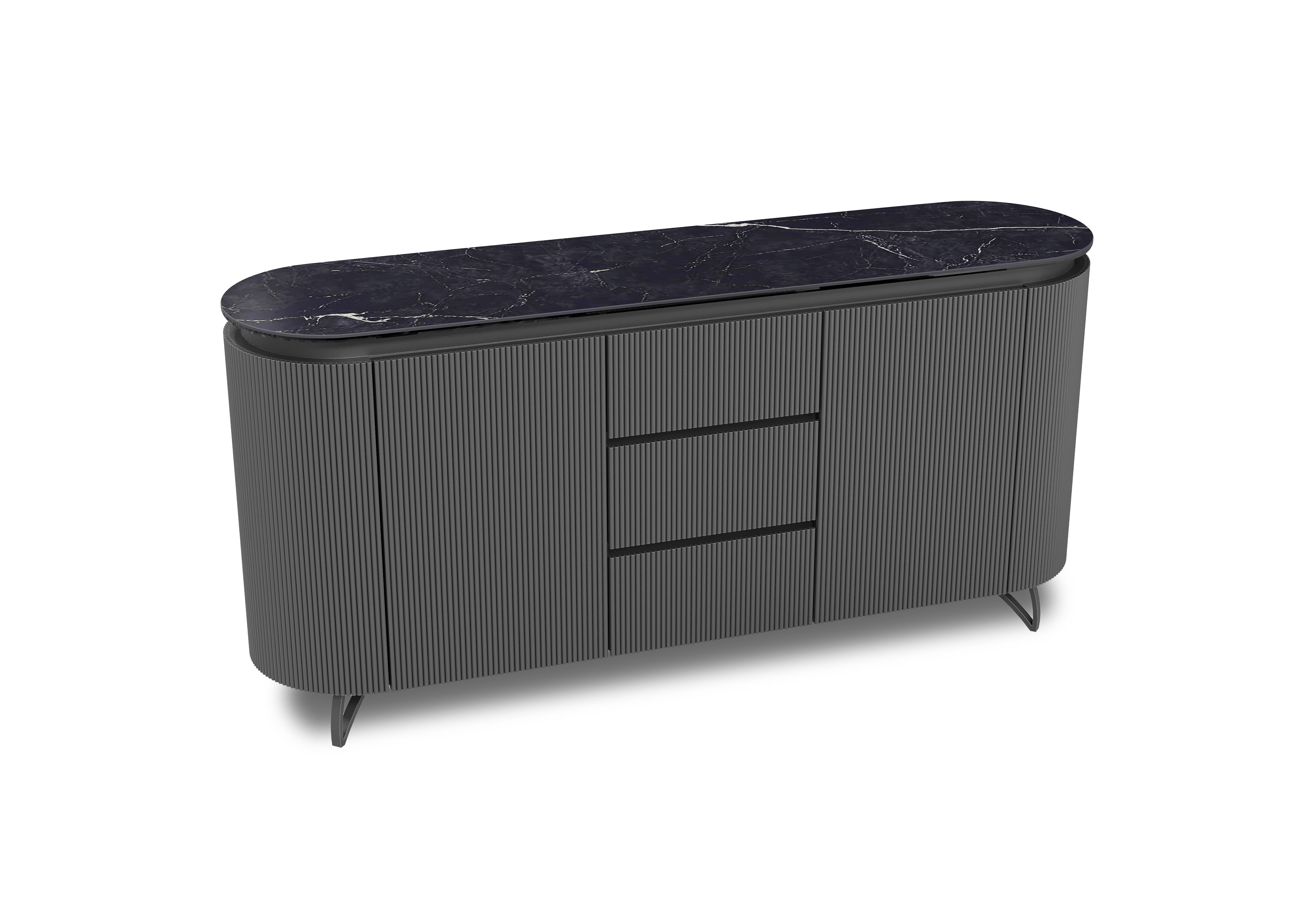 Jose 2 Door 3 Drawer Sideboard in Marquina Marble on Furniture Village