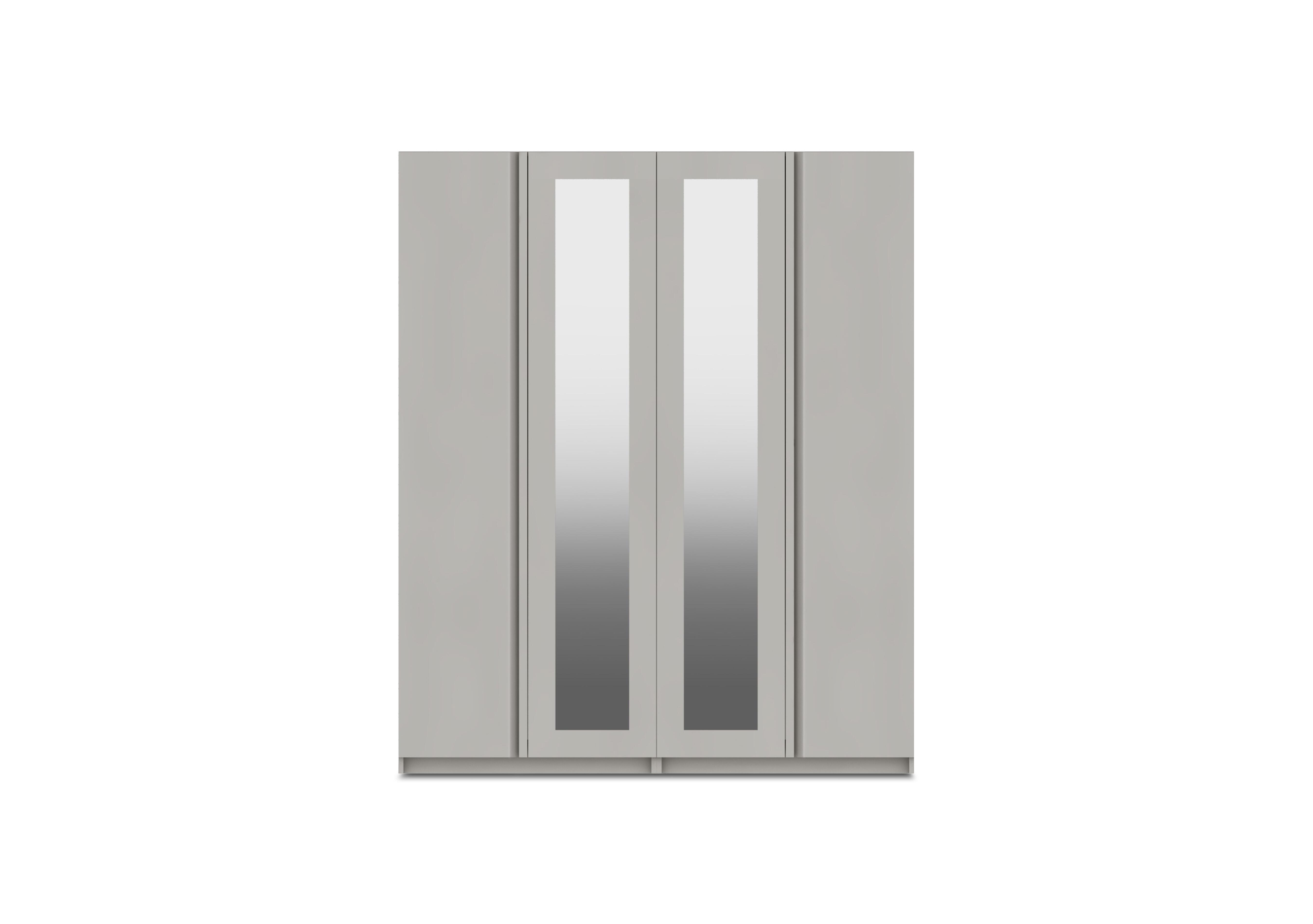 Kings Cross 4 Door Wardrobe with 2 Mirrors in Light Grey Gloss on Furniture Village
