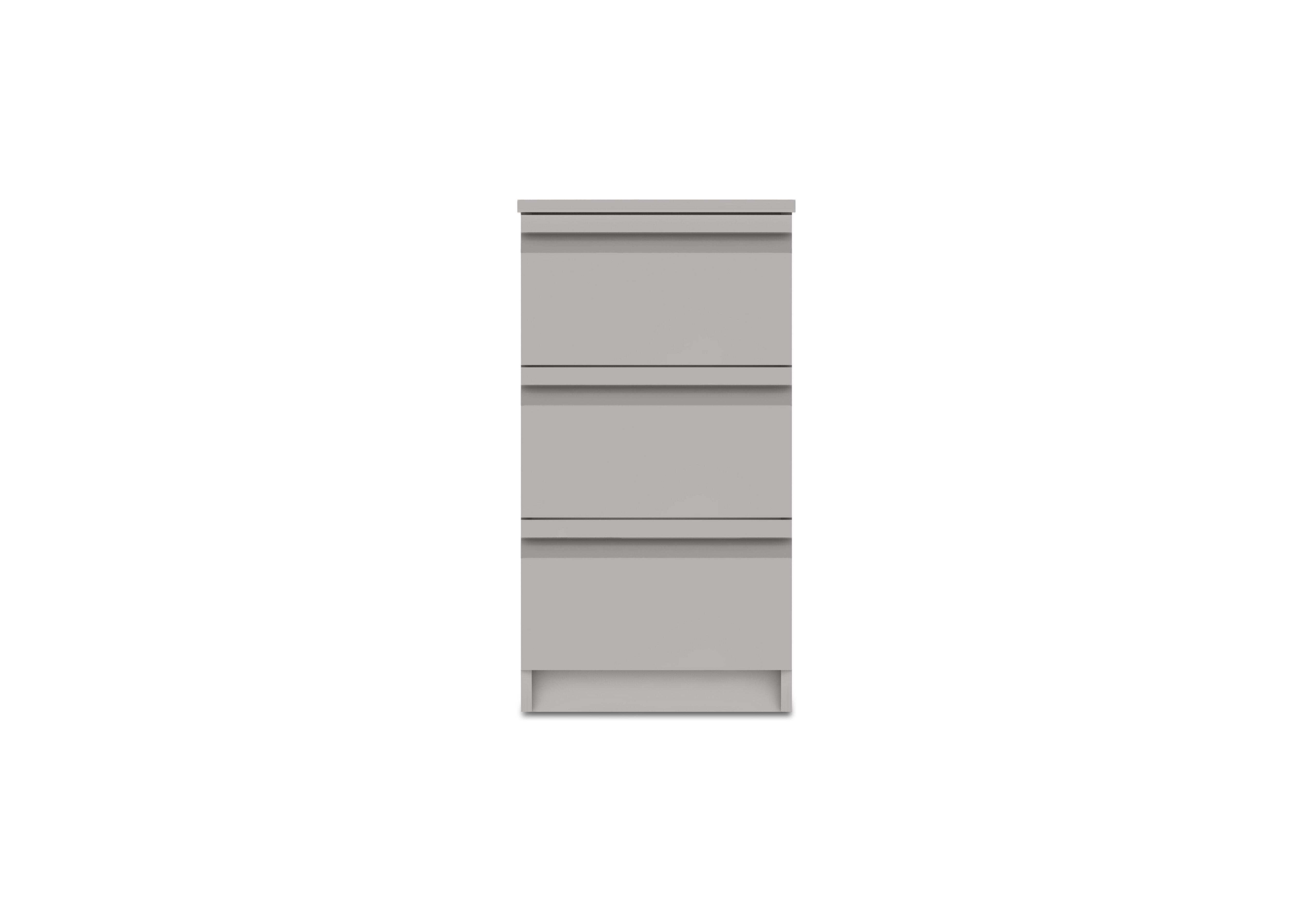 Kings Cross 3 Drawer Bedside Chest in Light Grey Gloss on Furniture Village